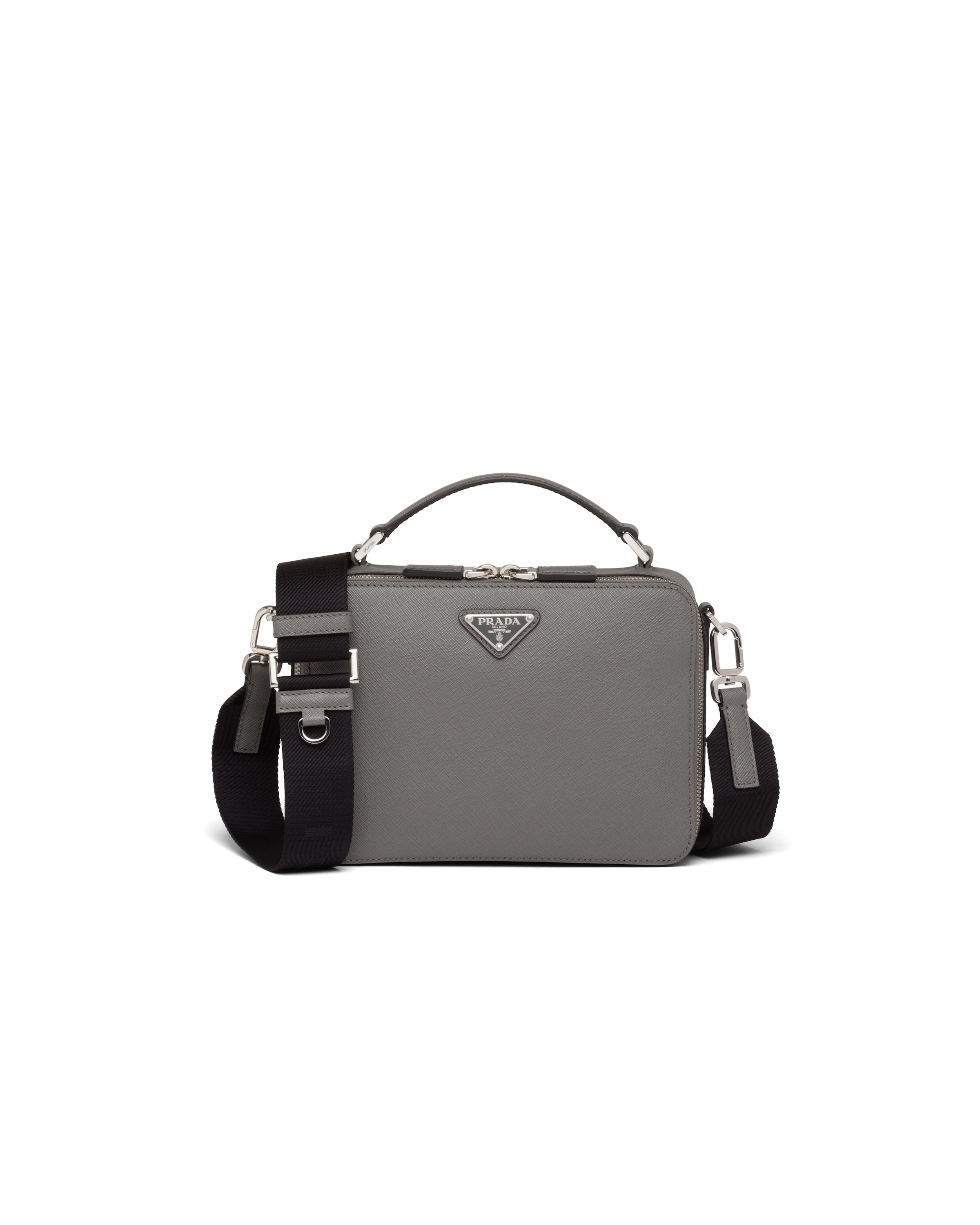 Borsa Prada Brique Medium In Saffiano, Uomo, Marmo