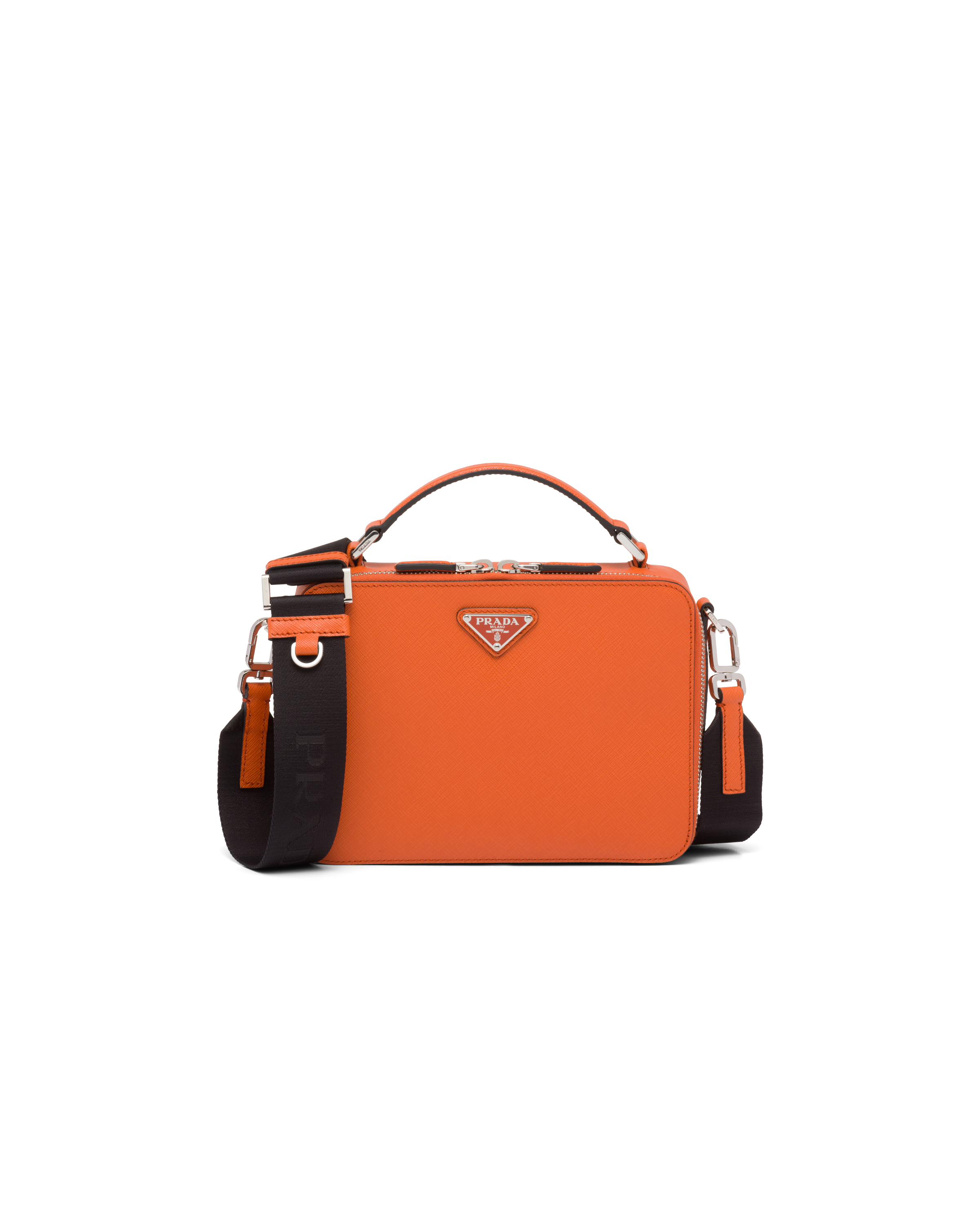 Prada Brique Saffiano Leather Cross-body Bag in Orange for Men