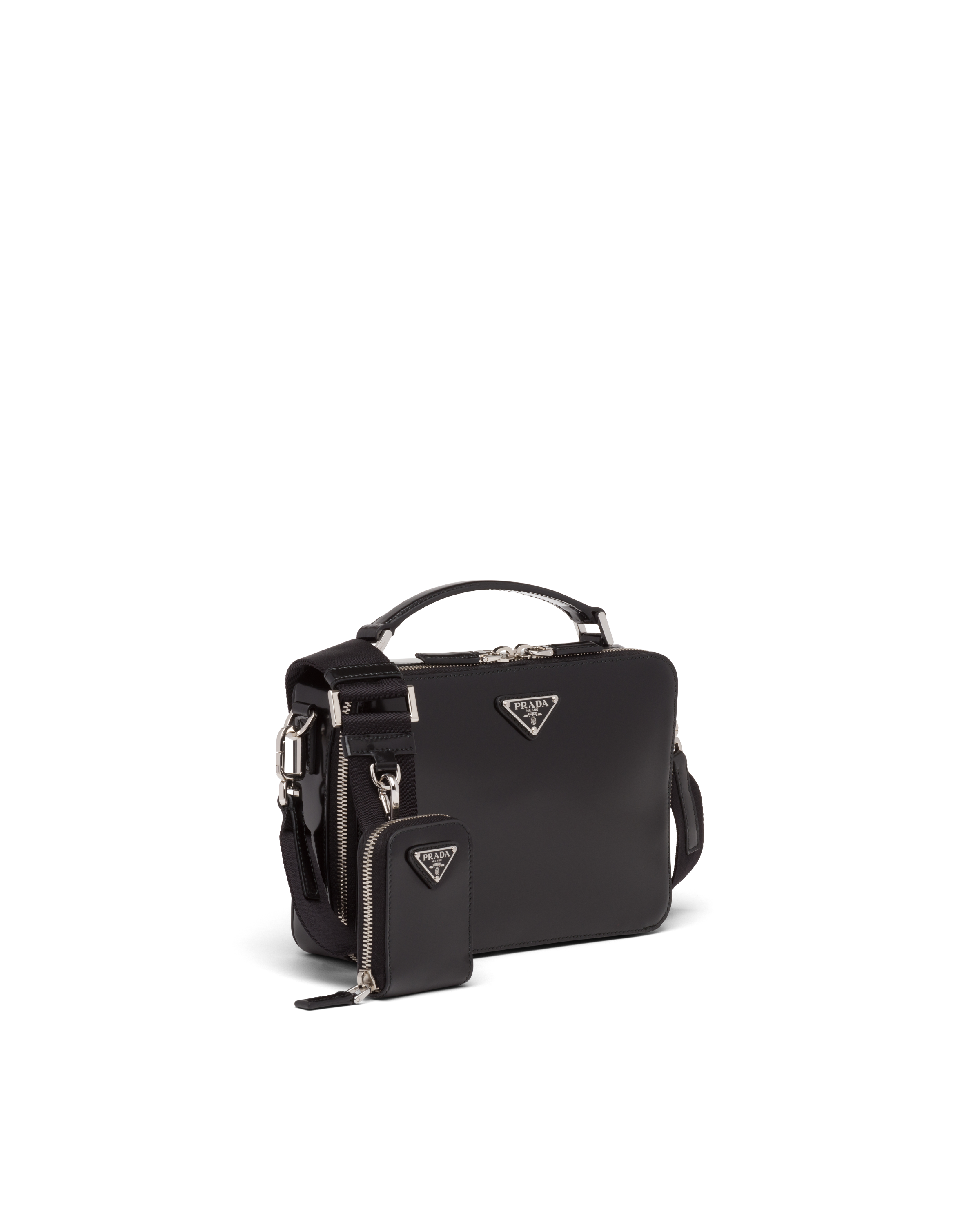 Black Prada Brique brushed leather bag | Prada