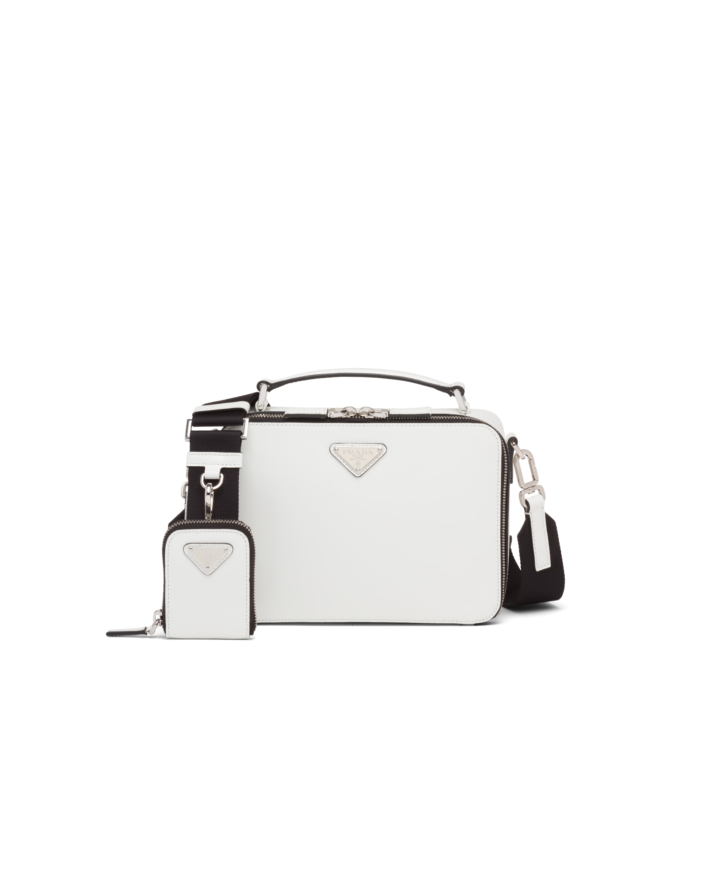White Prada Brique brushed leather bag Prada
