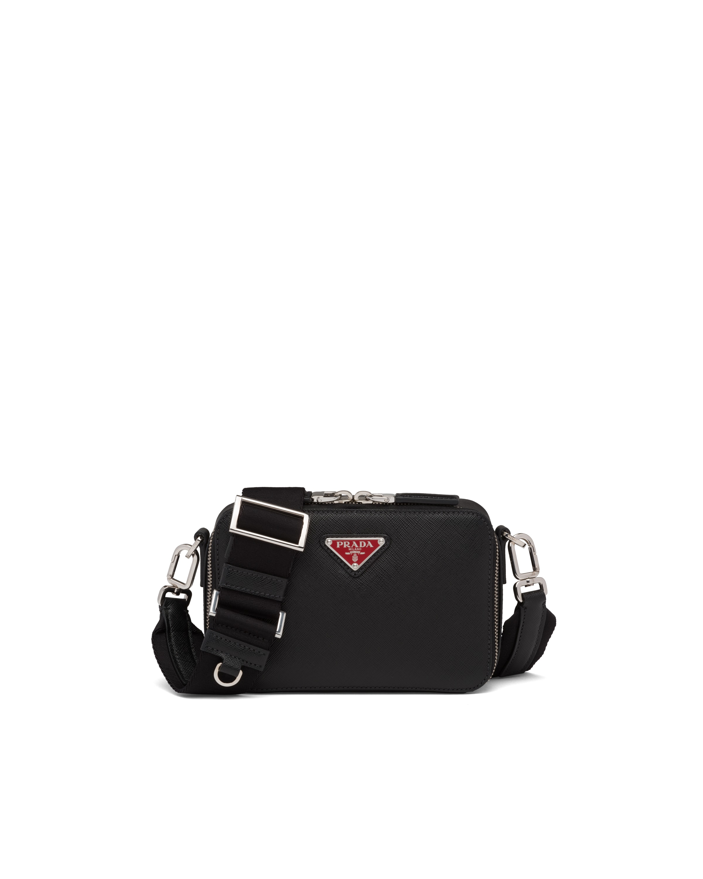 Black/red Prada Brique Saffiano Leather CrossBody Bag Prada