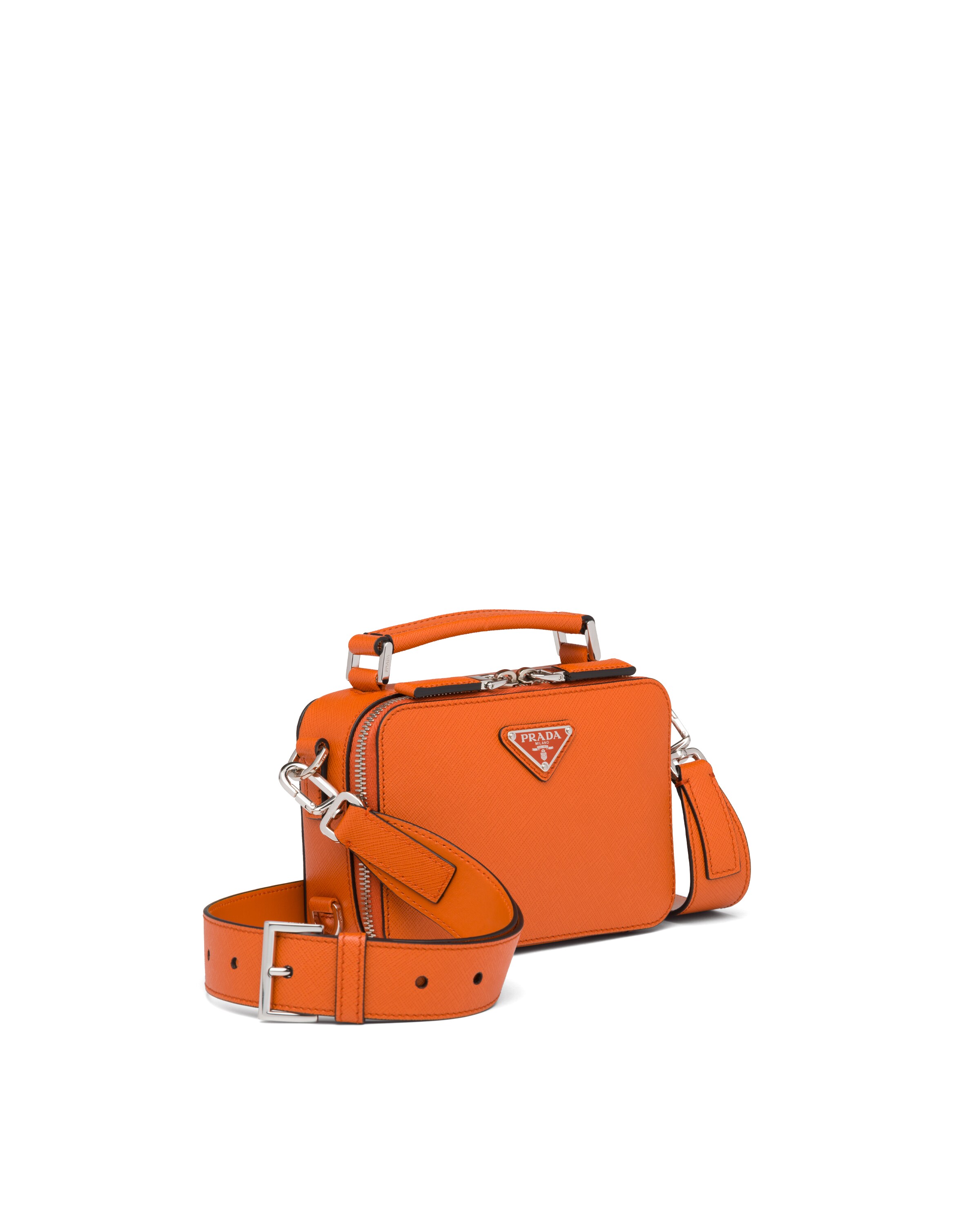 Papaya Prada Brique Saffiano Leather CrossBody Bag Prada
