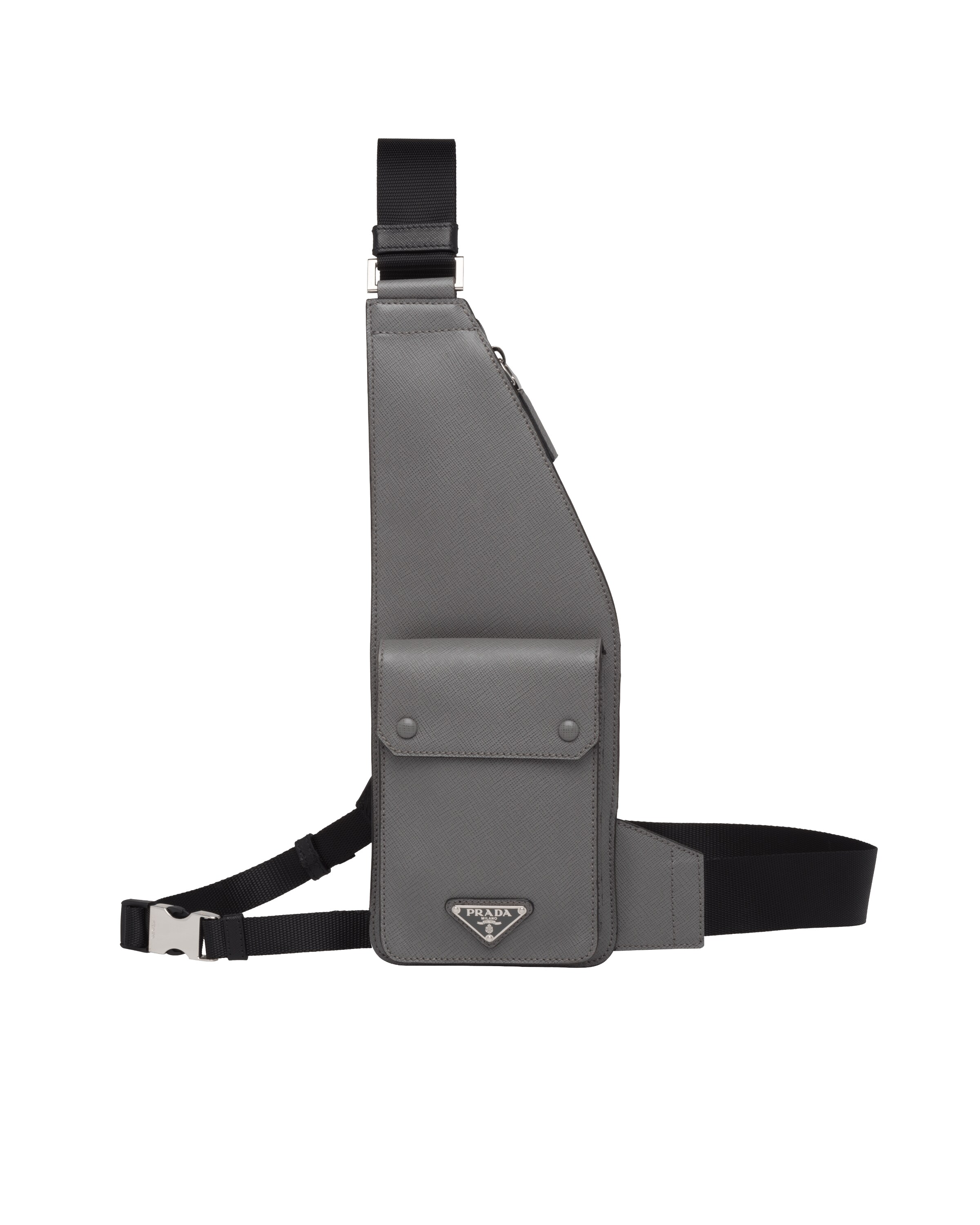 Marble Gray Saffiano Leather CrossBody Bag Prada