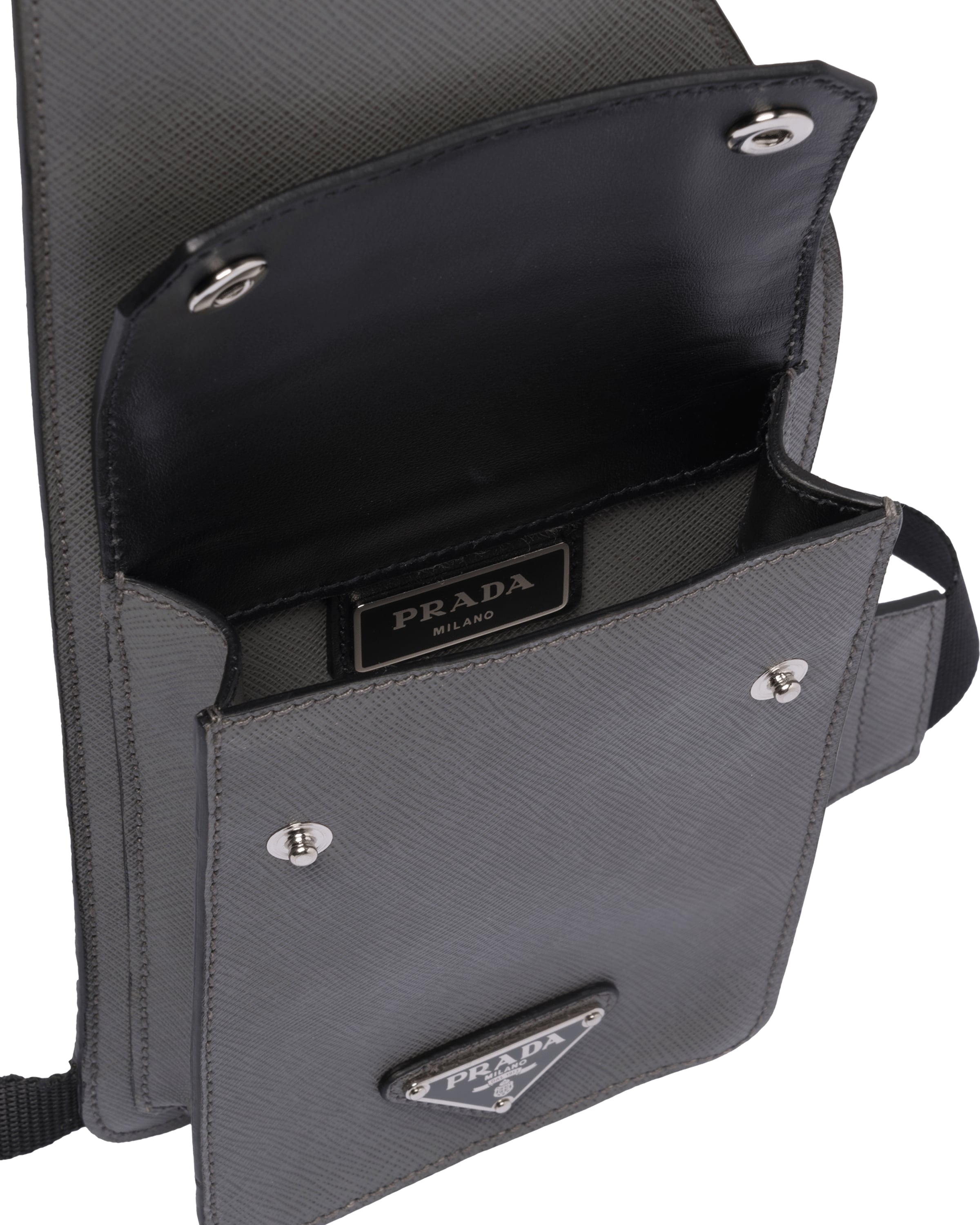 Marble Gray Saffiano Leather CrossBody Bag Prada