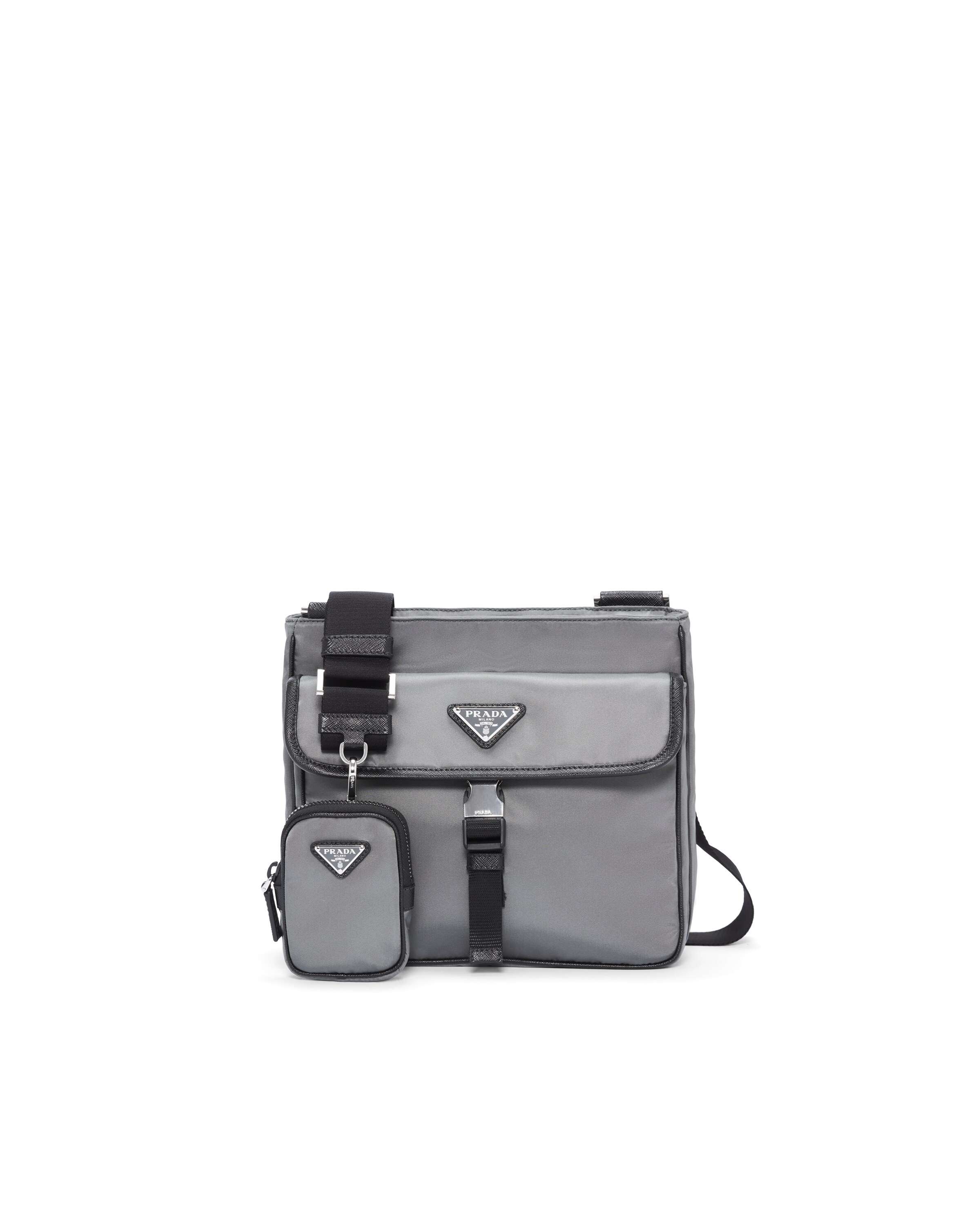 Slate Gray/black Nylon CrossBody Bag Prada