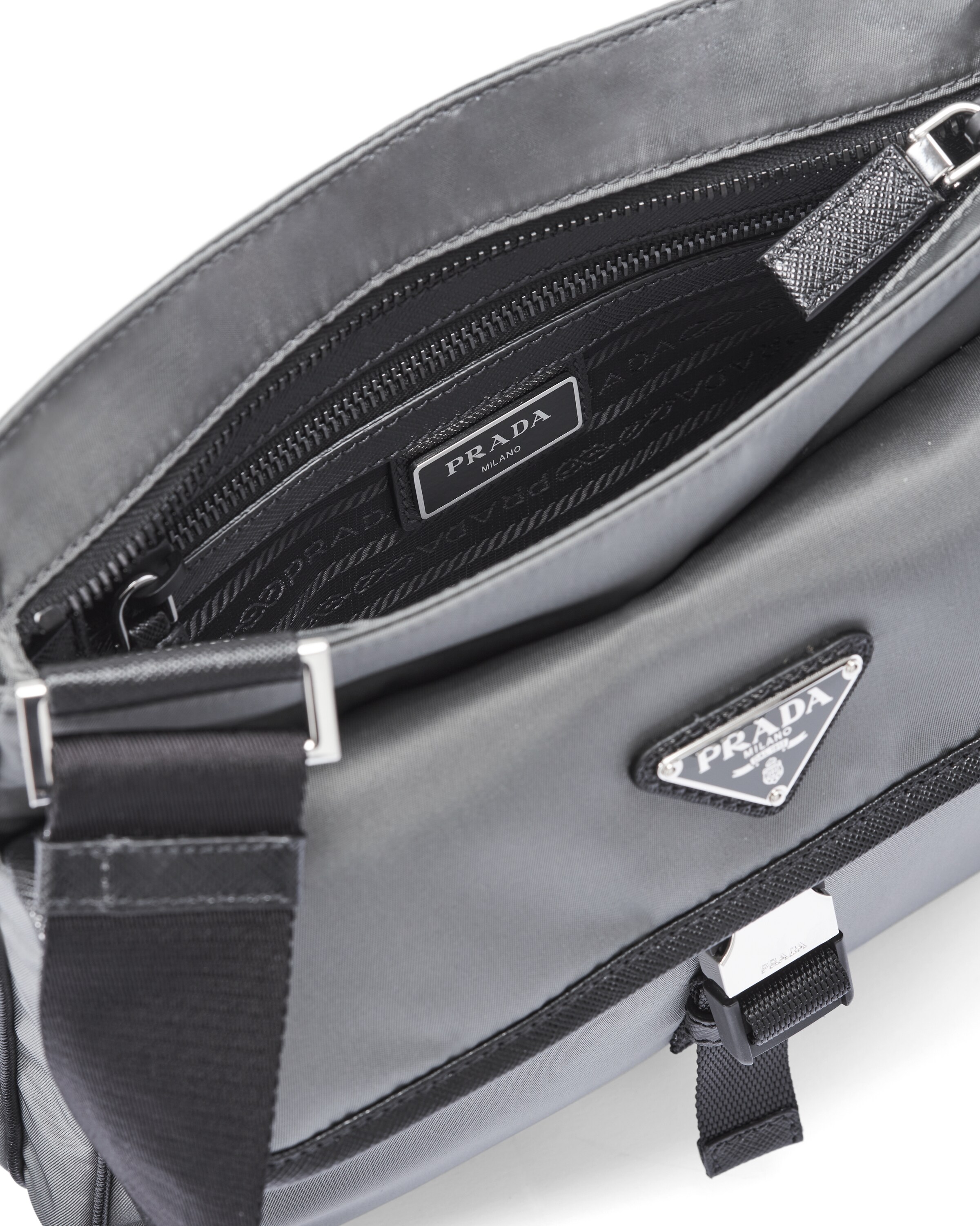 Slate Gray/black Nylon CrossBody Bag Prada