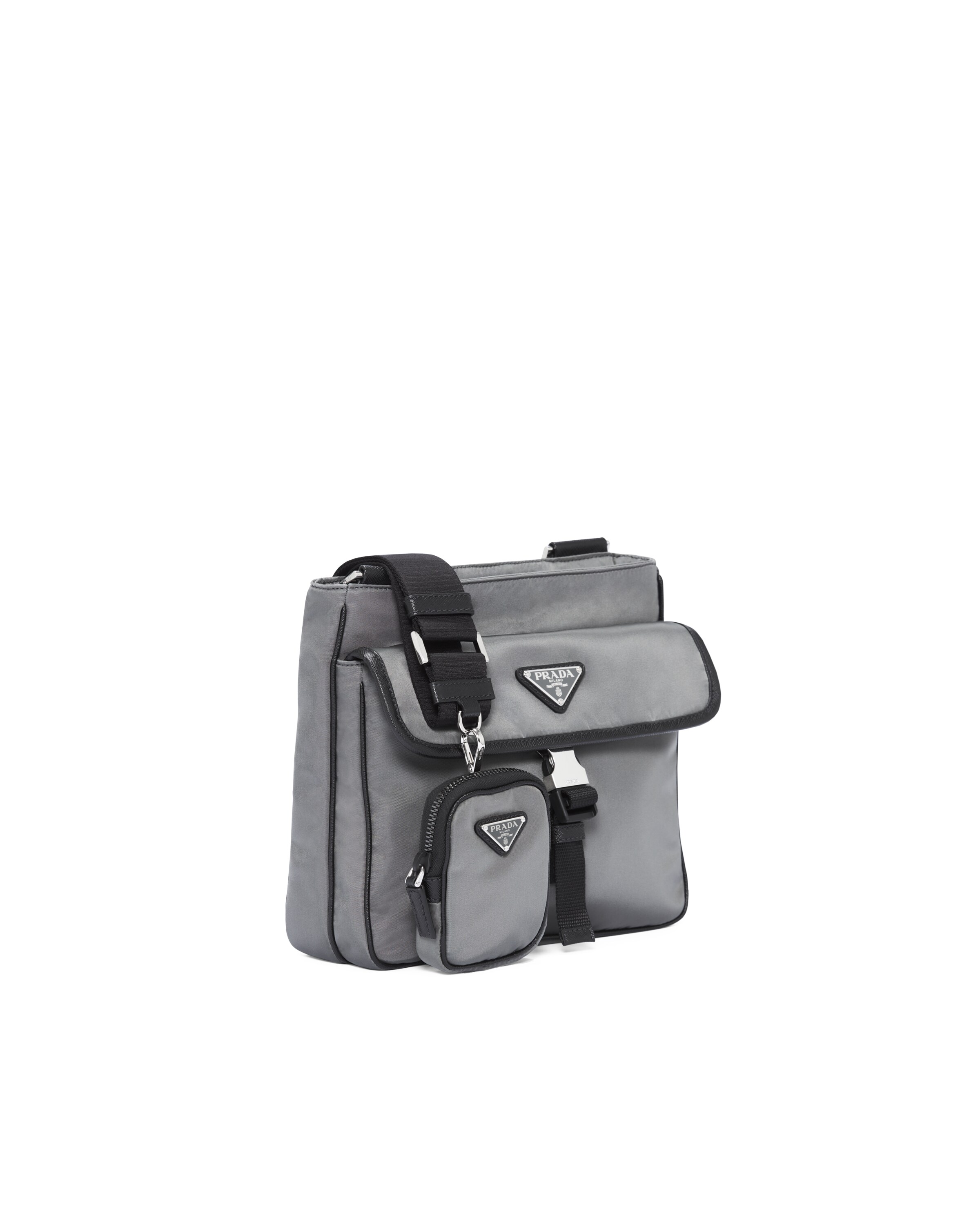 Slate Gray/black Nylon CrossBody Bag Prada