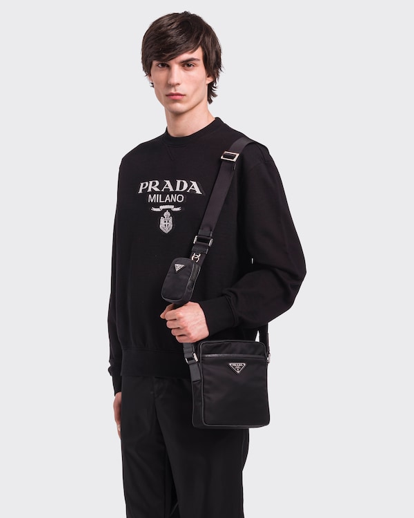 Re-Nylon and Saffiano leather shoulder bag - Black Re-Nylon and Saffiano leather shoulder bag - Black