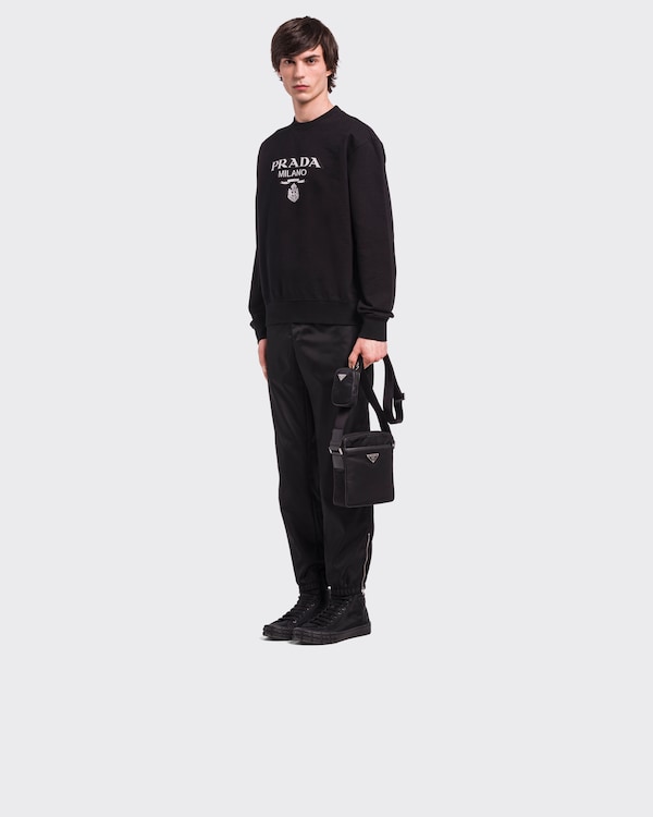 Re-Nylon and Saffiano leather shoulder bag - Black Re-Nylon and Saffiano leather shoulder bag - Black