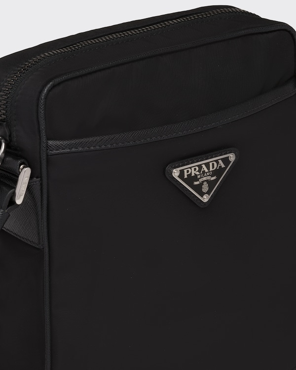 Re-Nylon and Saffiano leather shoulder bag - Black Re-Nylon and Saffiano leather shoulder bag - Black