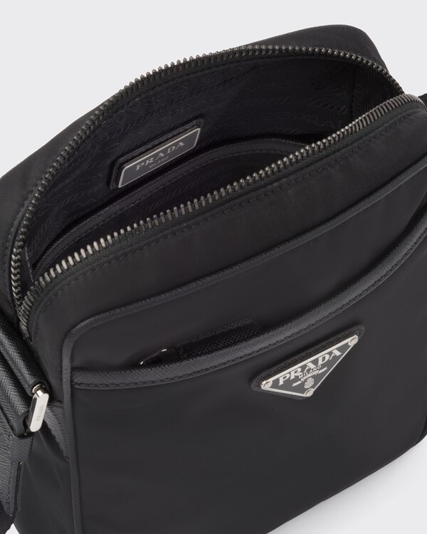 Re-Nylon and Saffiano leather shoulder bag - Black Re-Nylon and Saffiano leather shoulder bag - Black