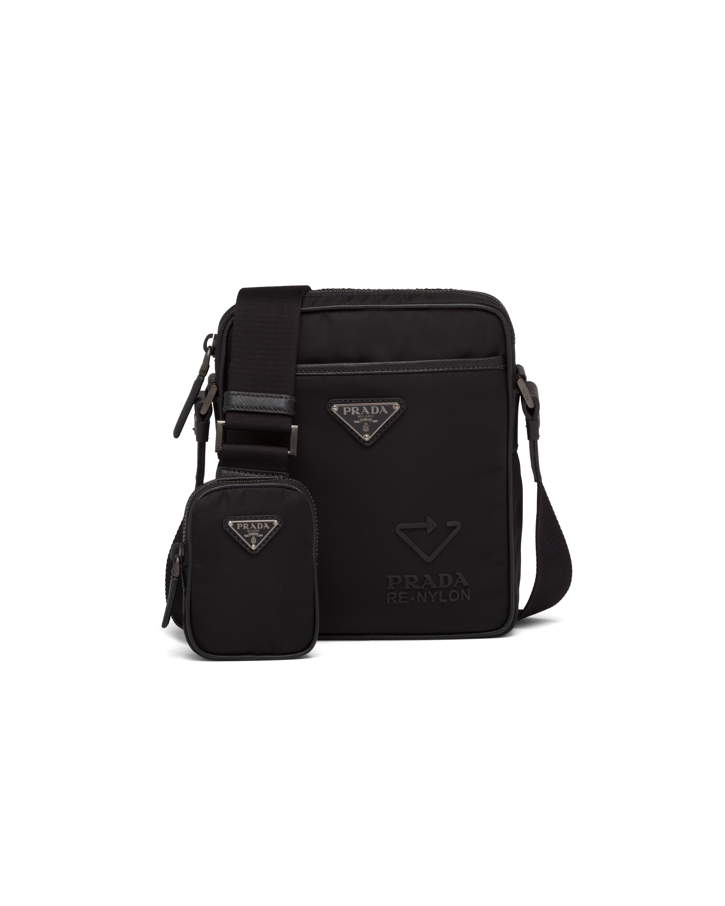 Black ReNylon and Saffiano leather shoulder bag Prada