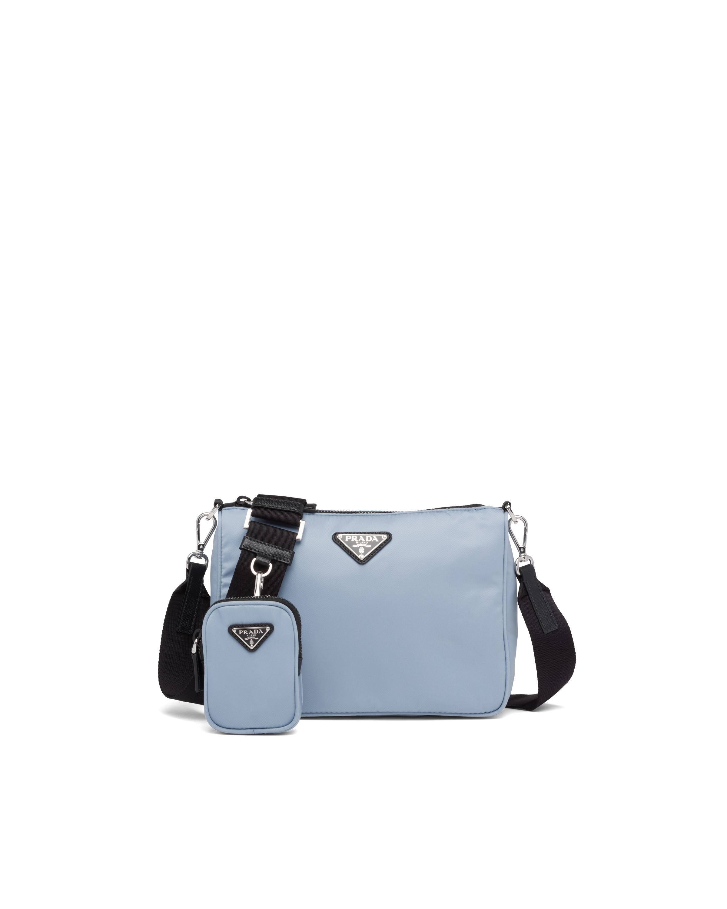 Astral Blue/black Nylon and Saffiano leather shoulder bag Prada