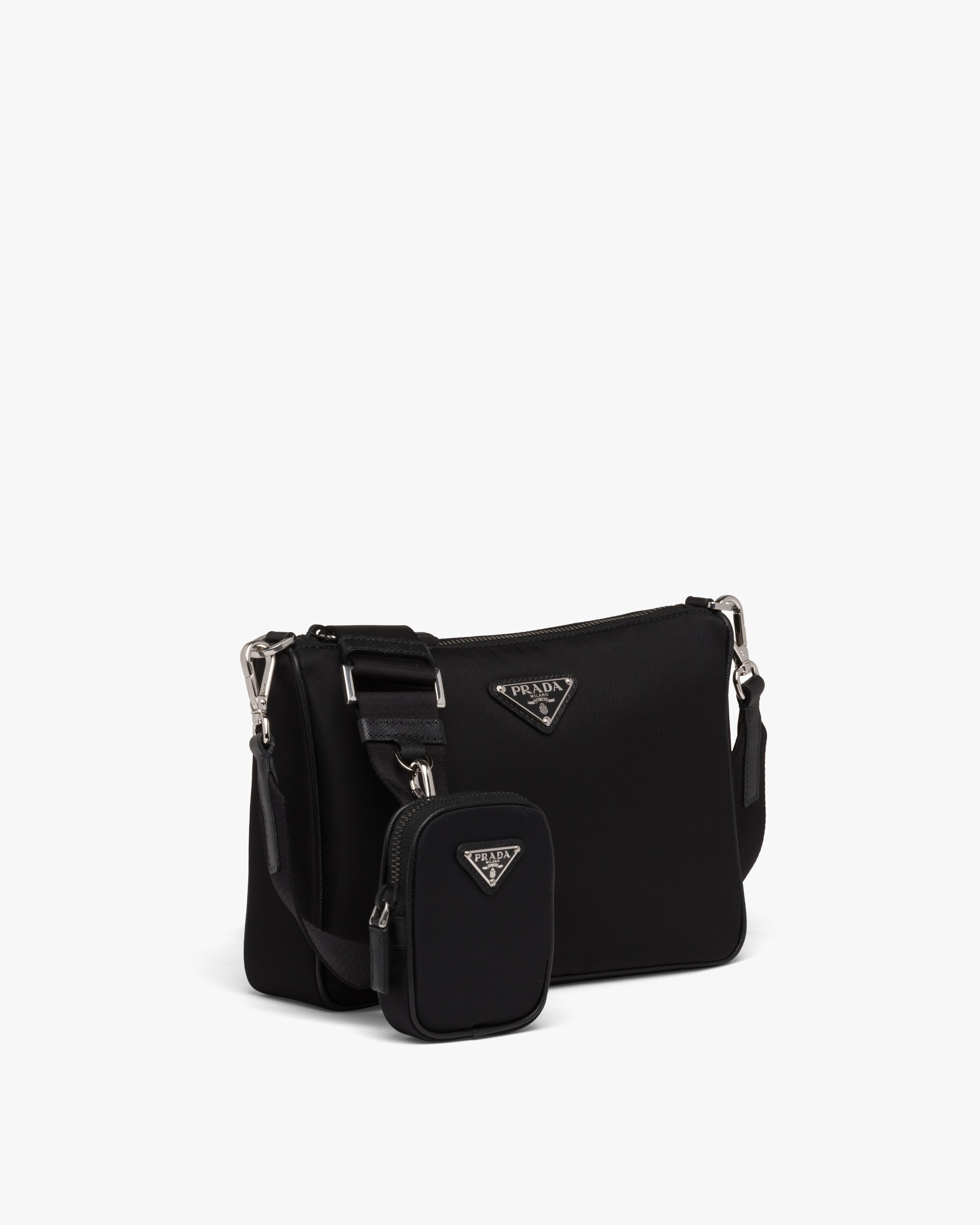 Black ReNylon and Saffiano leather shoulder bag Prada