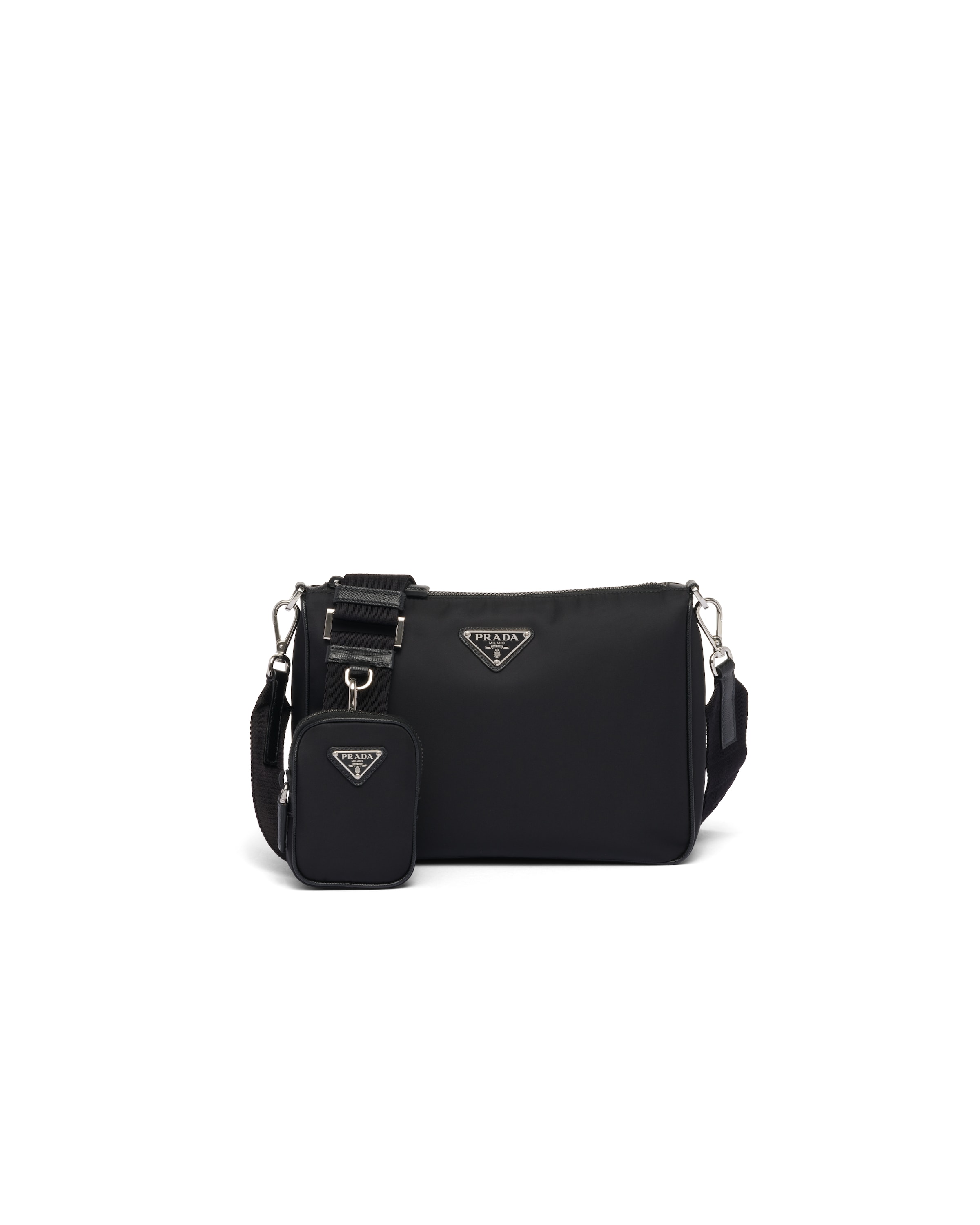 Prada Borsa A Tracolla In Re-nylon E Saffiano, Uomo, Nero