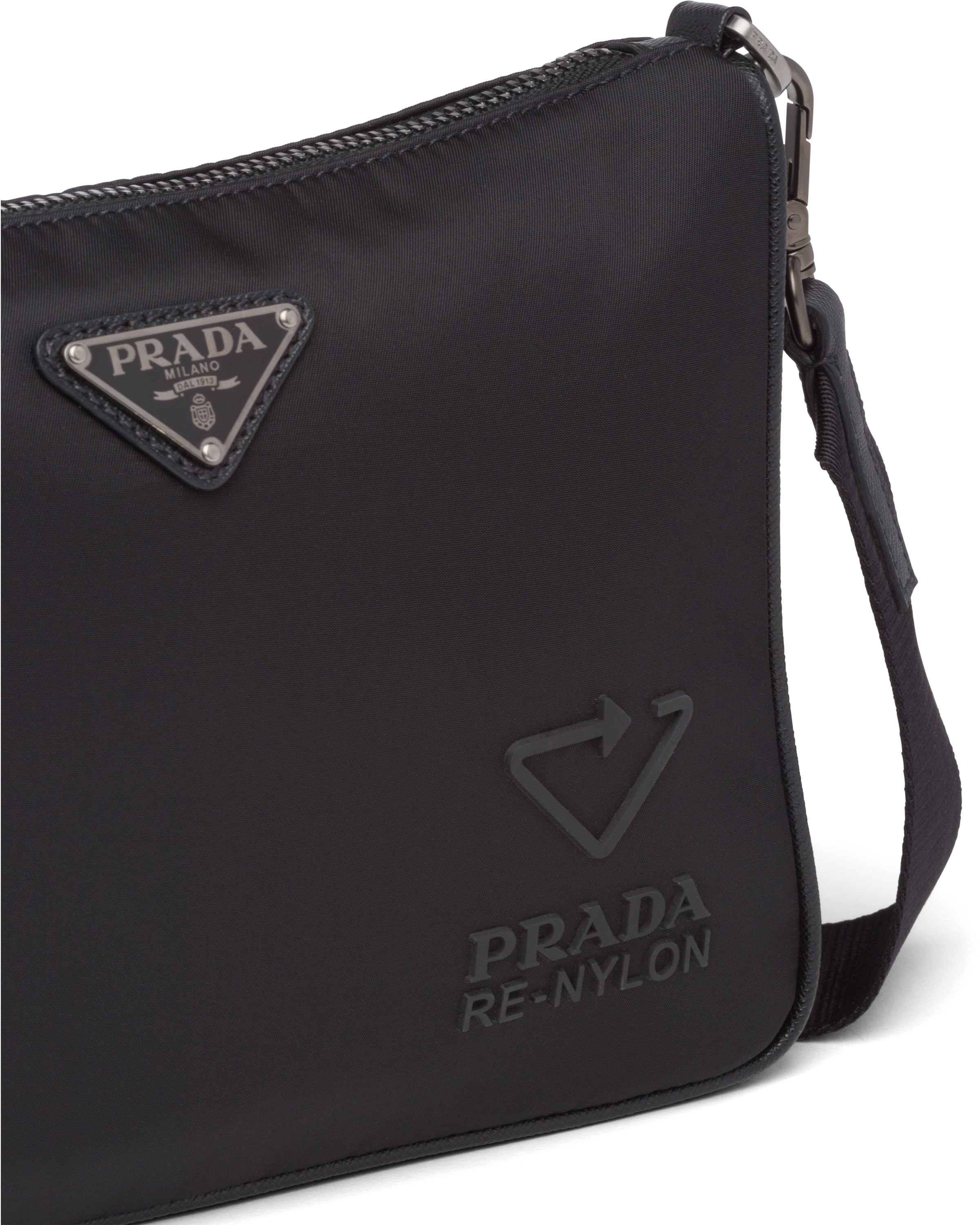 Black ReNylon and Saffiano leather shoulder bag Prada