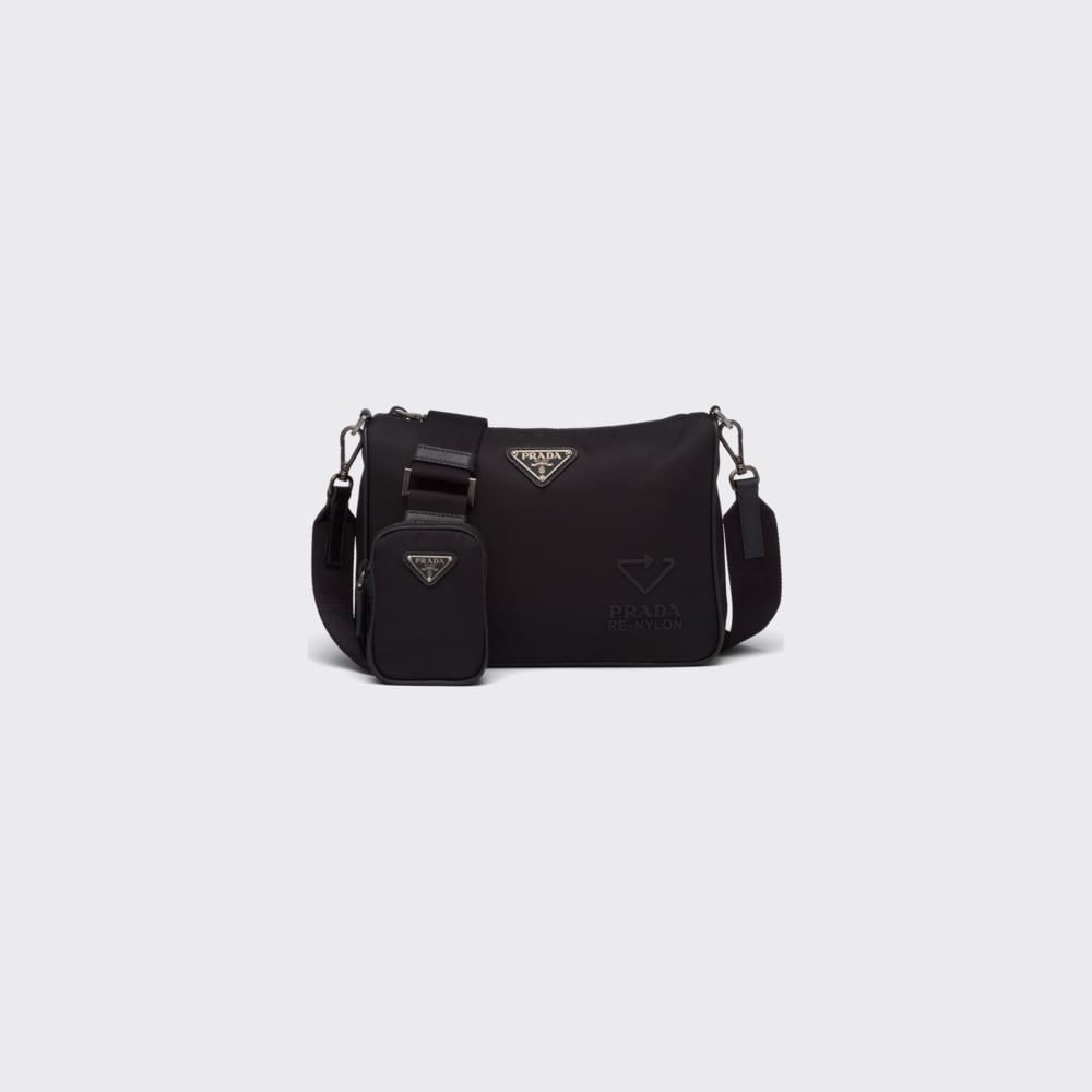 Black ReNylon and Saffiano leather shoulder bag Prada