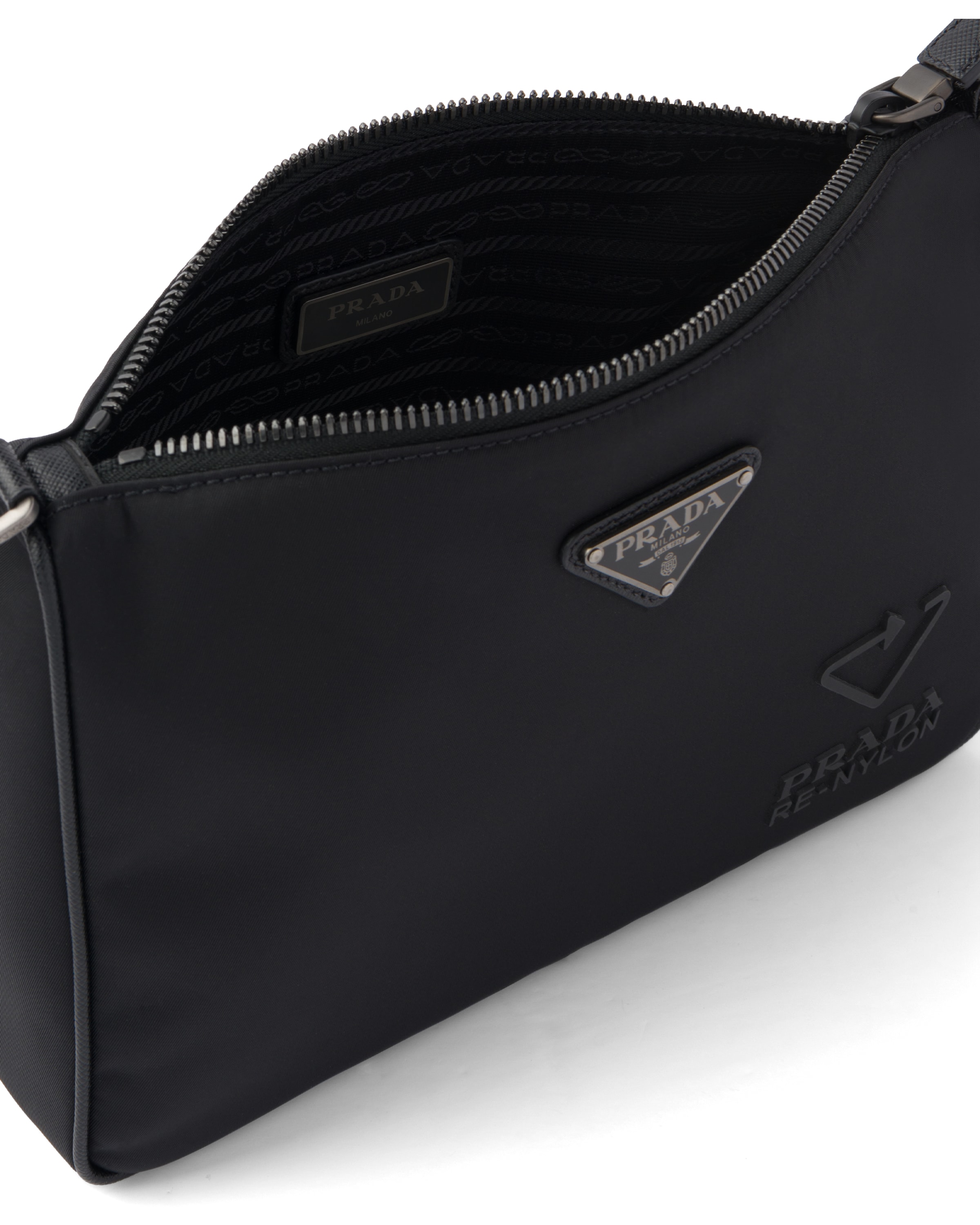 Black ReNylon and Saffiano leather shoulder bag Prada