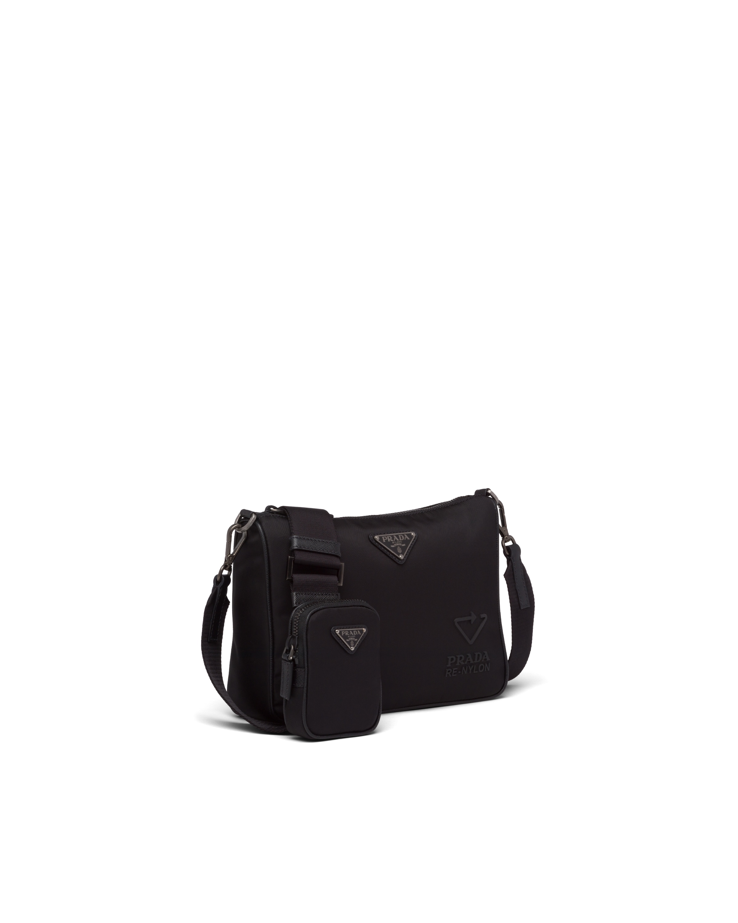 Black Re-nylon And Saffiano Leather Shoulder Bag main image 1