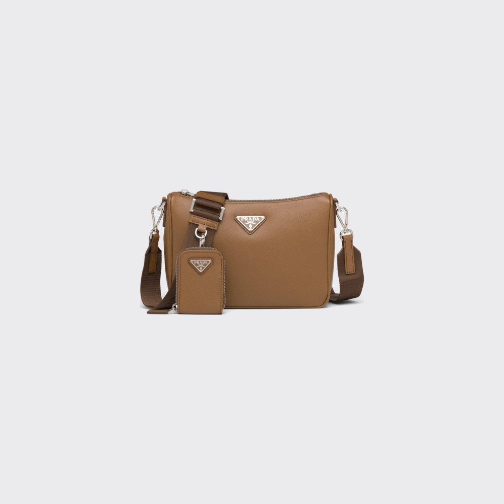 Cinnamon Saffiano leather shoulder bag Prada