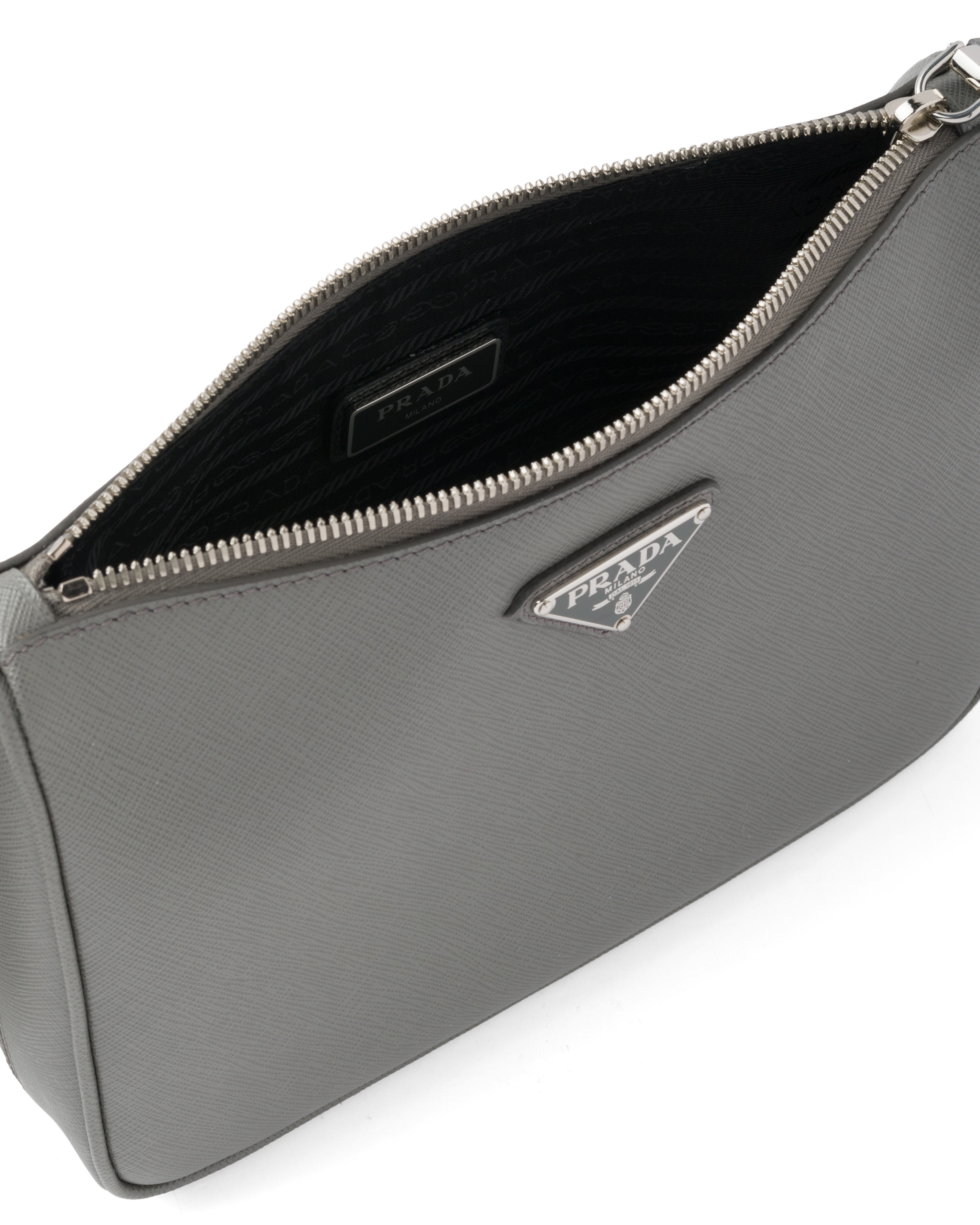 ライトグレー サフィアーノレザー ショルダーバッグ | PRADA