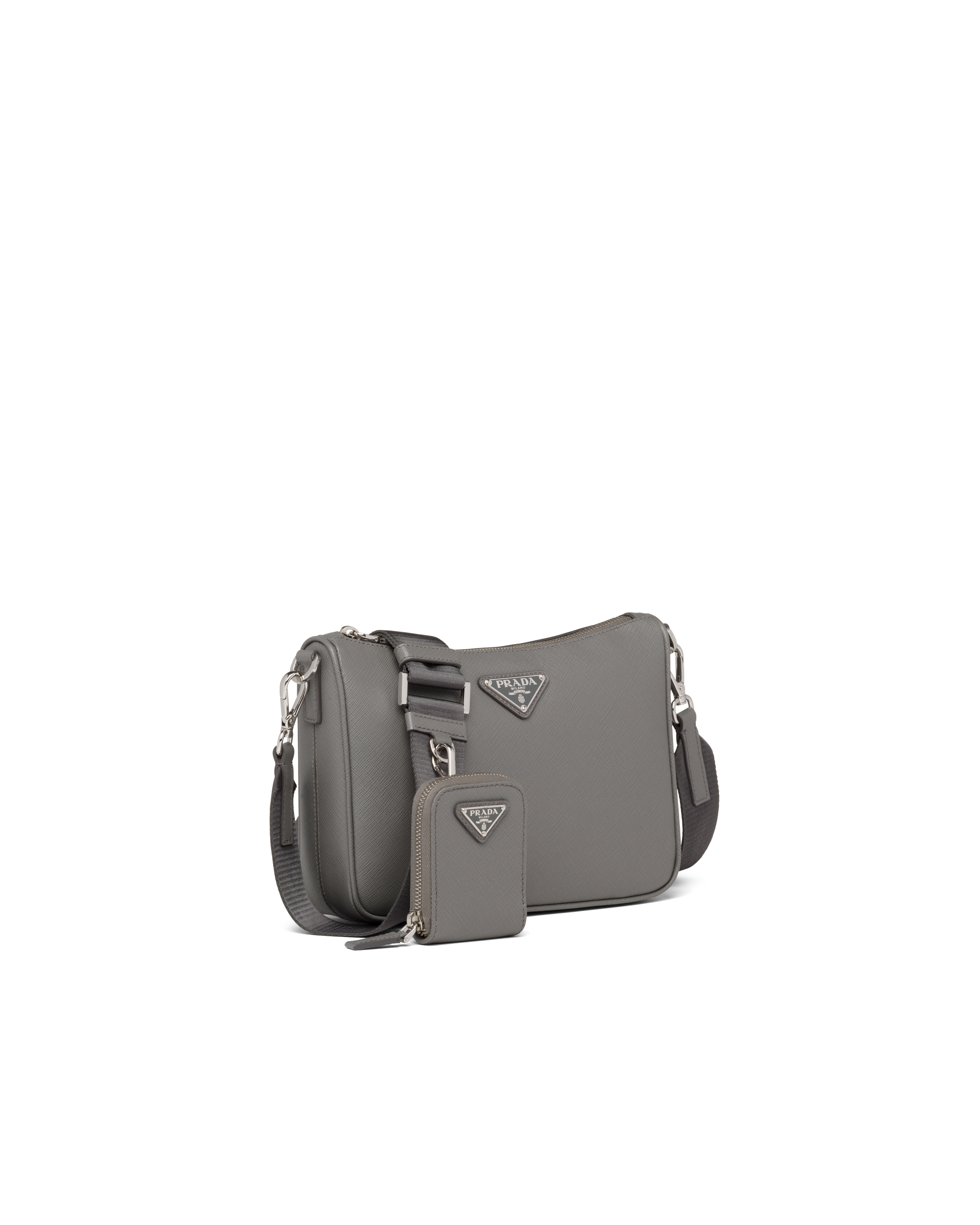 Marble Gray Saffiano Leather Shoulder Bag PRADA