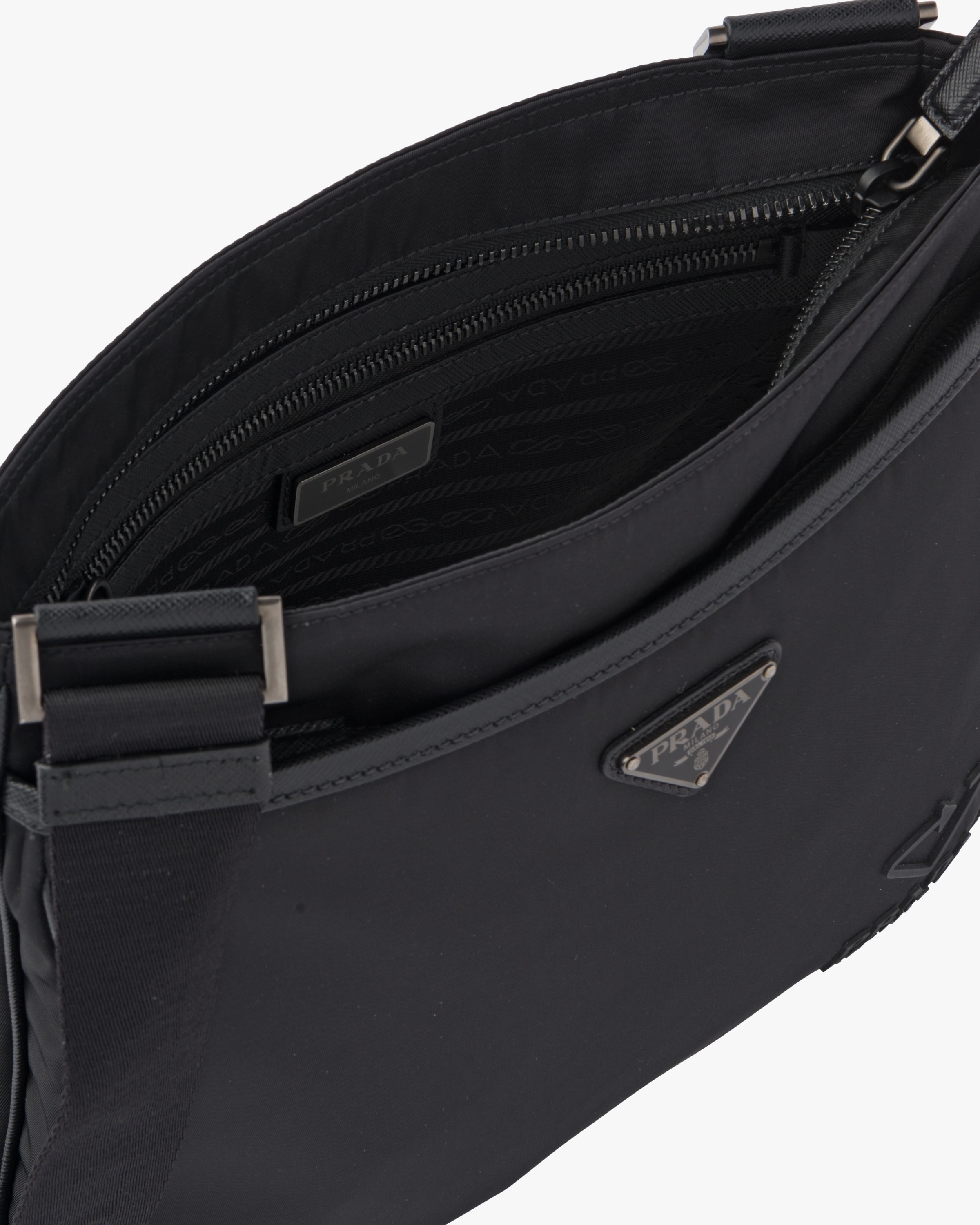 Black ReNylon and Saffiano leather shoulder bag Prada