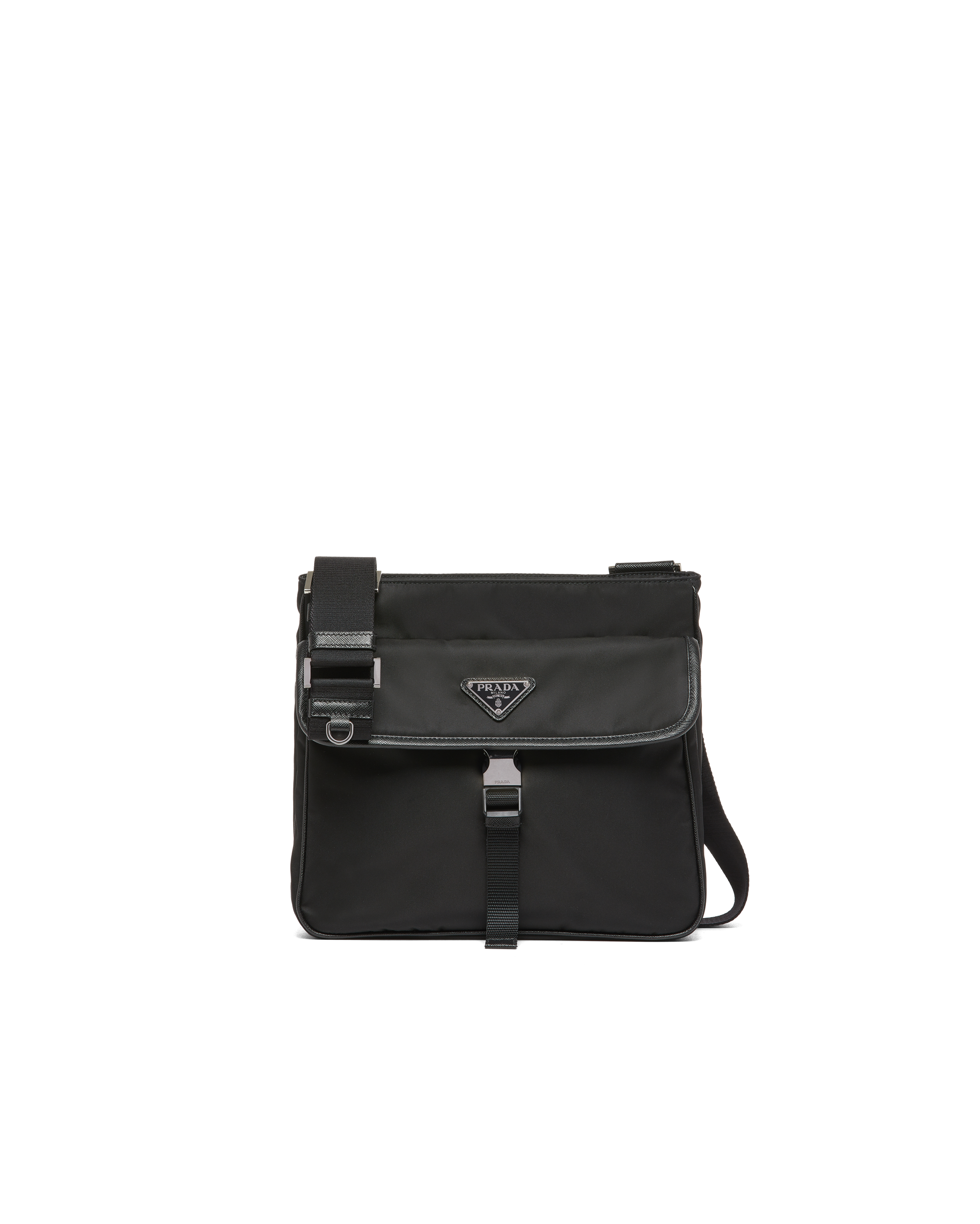 Black Re-Nylon and Saffiano leather shoulder bag | Prada Black Re-Nylon and Saffiano leather shoulder bag | Prada