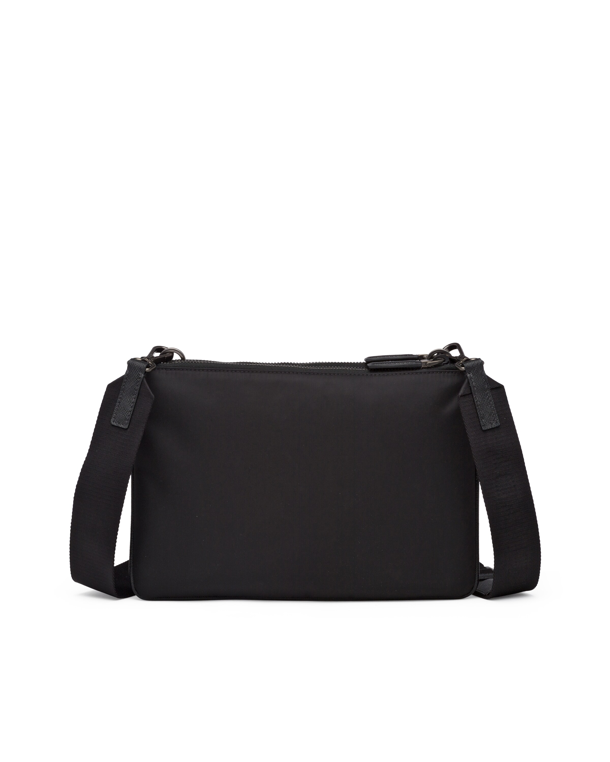 PRA 26 SHOULDER BAG IN BLACK RE-NYLON AND SAFFIANO LEATHER
