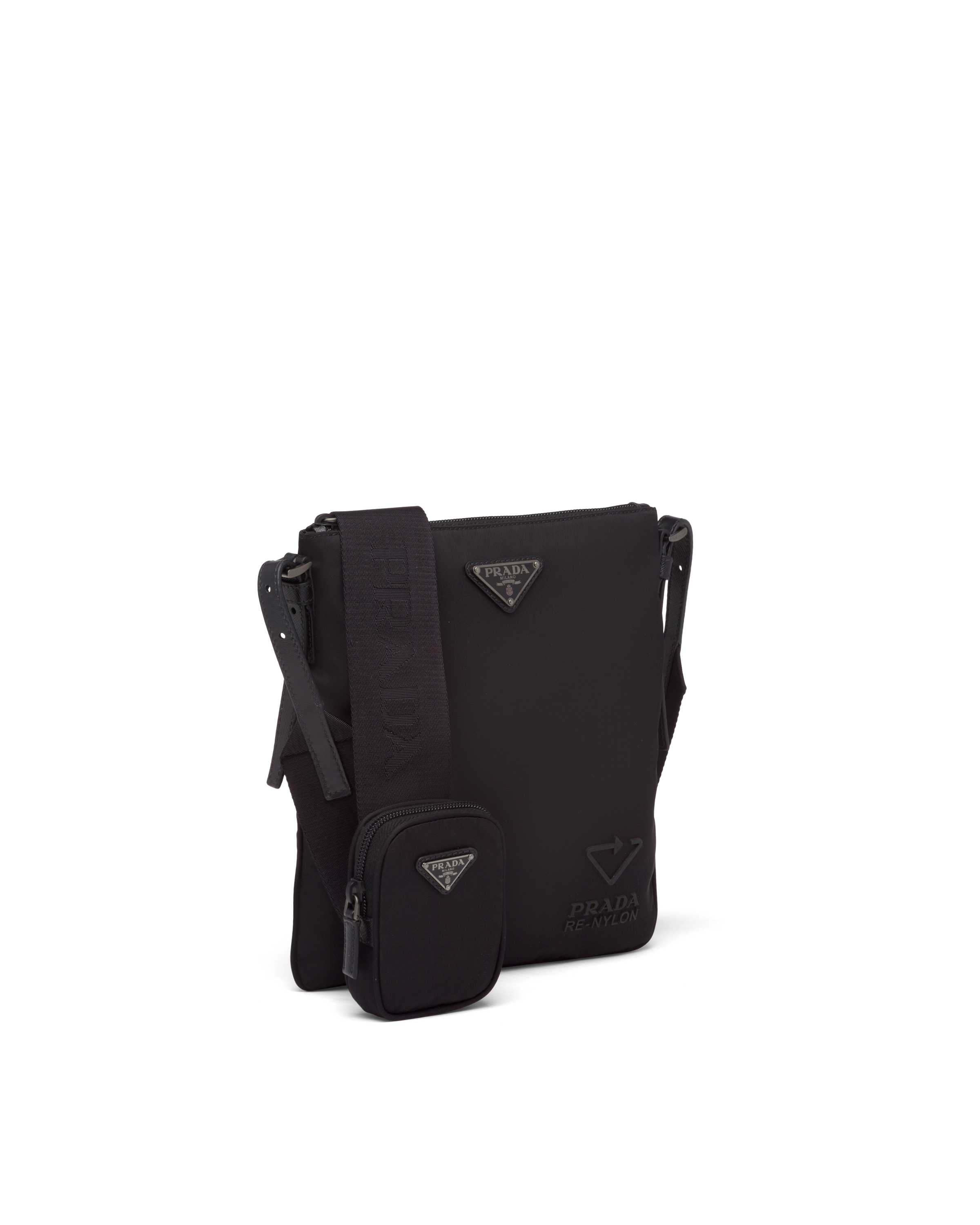 Black ReNylon and Saffiano leather shoulder bag Prada