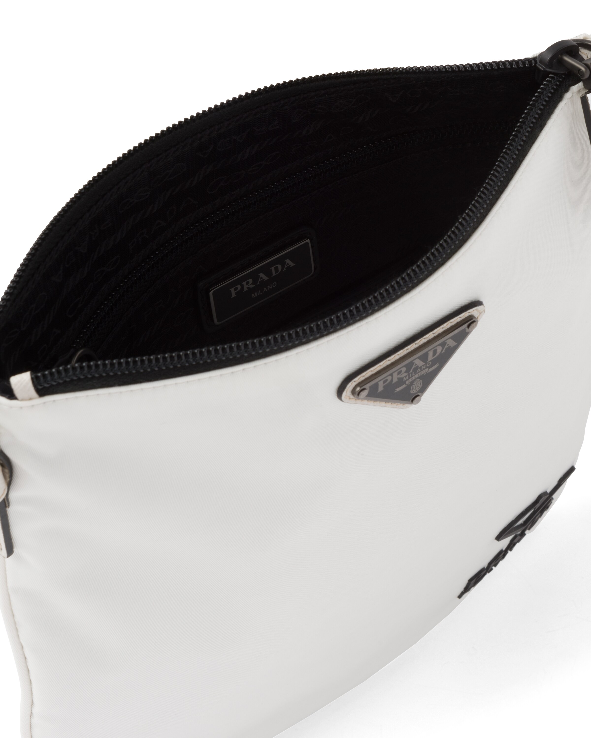 Chalk White ReNylon and Saffiano leather shoulder bag Prada