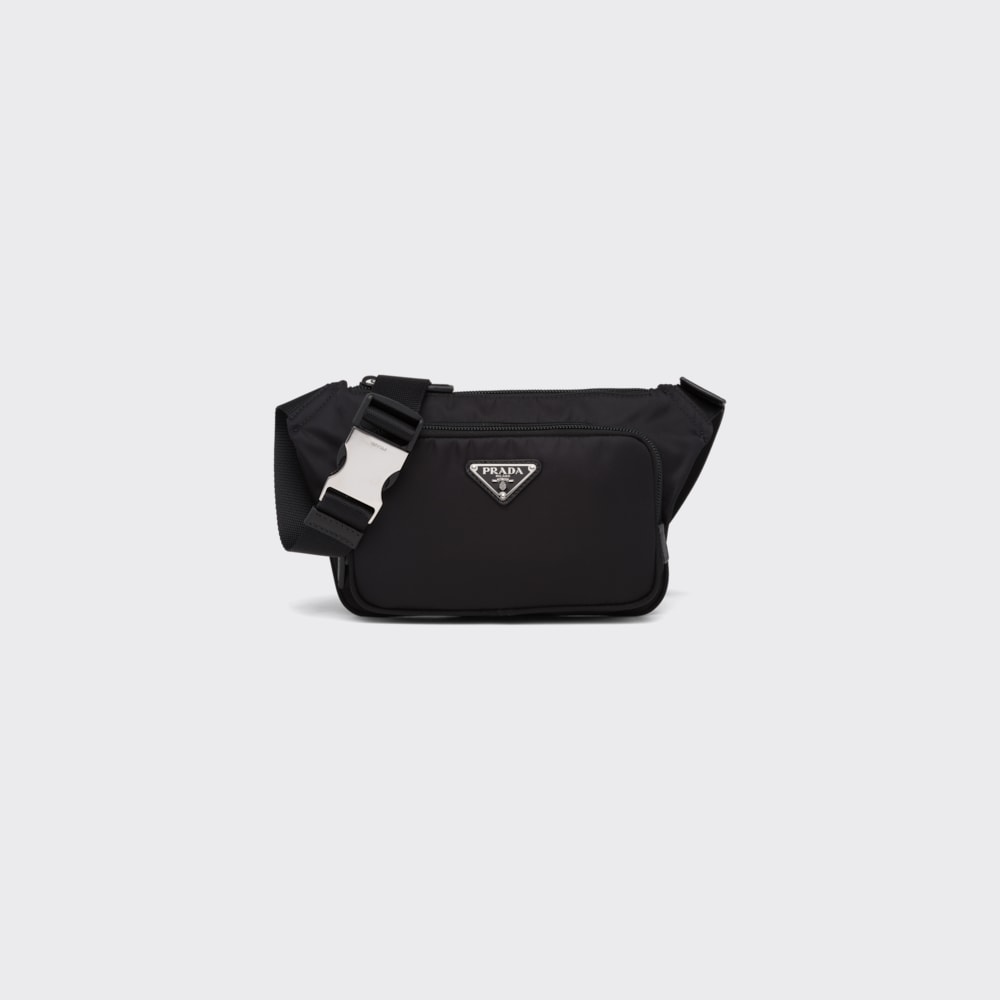 ブラック Re Nylon xサフィアーノレザー ショルダーバッグ | Prada