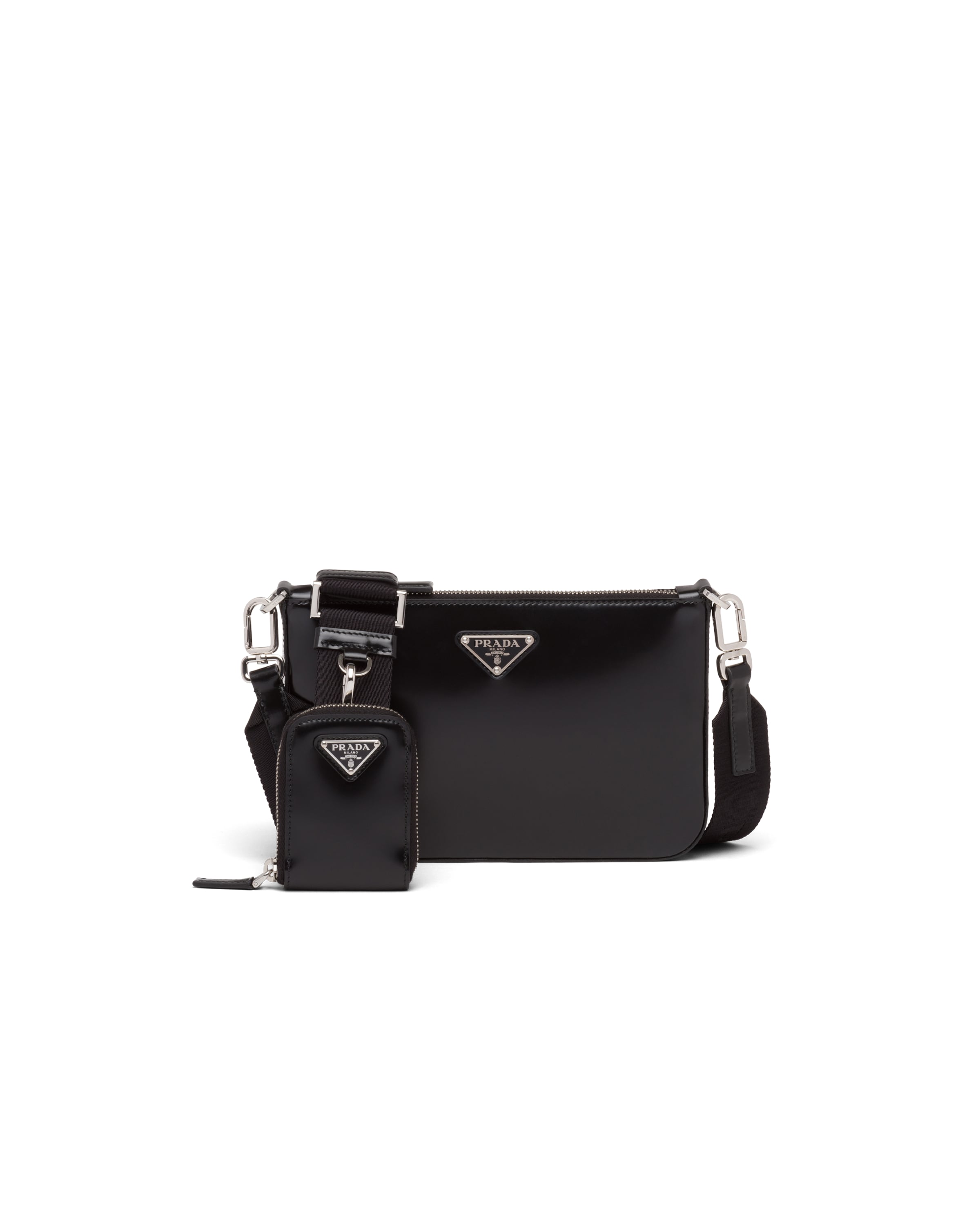 Brushed leather shoulder bag Prada