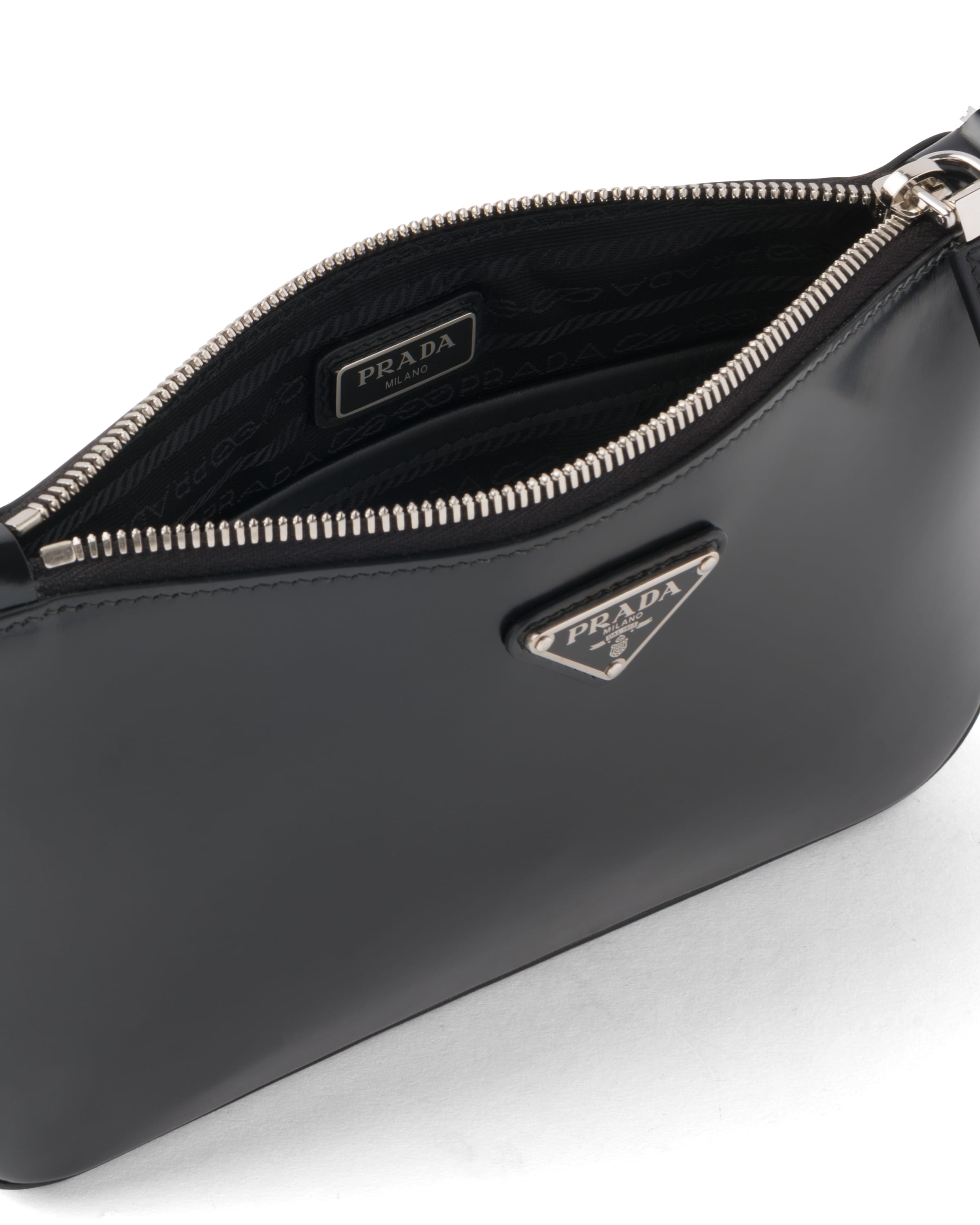 Brushed leather shoulder bag Prada