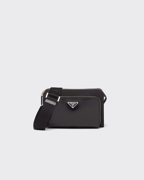 Prada حقيبة كتف من الجلد وقماش Re-Nylon 1