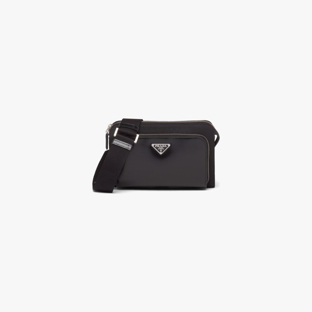 Black ReNylon and leather shoulder bag Prada