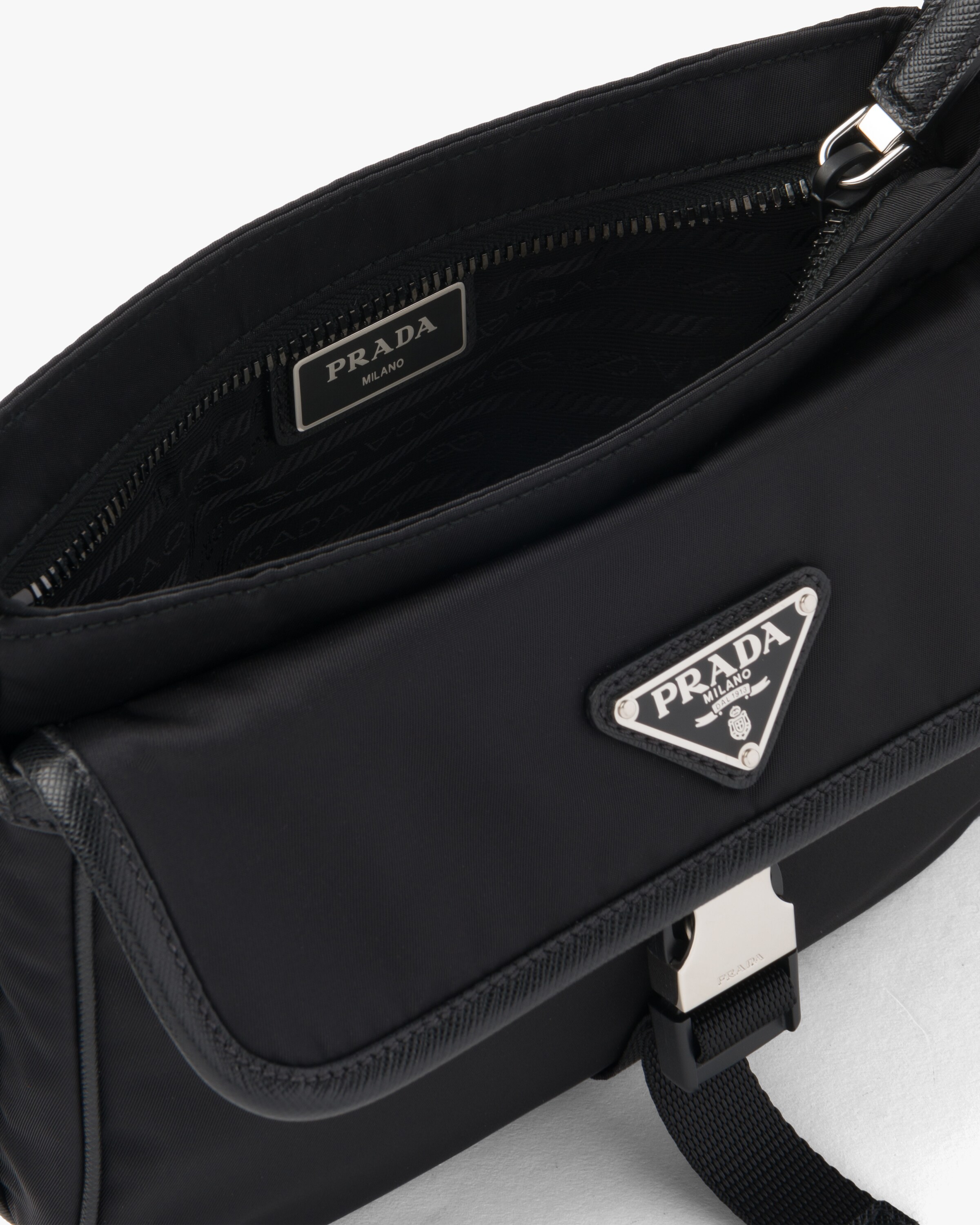 Black ReNylon and Saffiano leather shoulder bag Prada