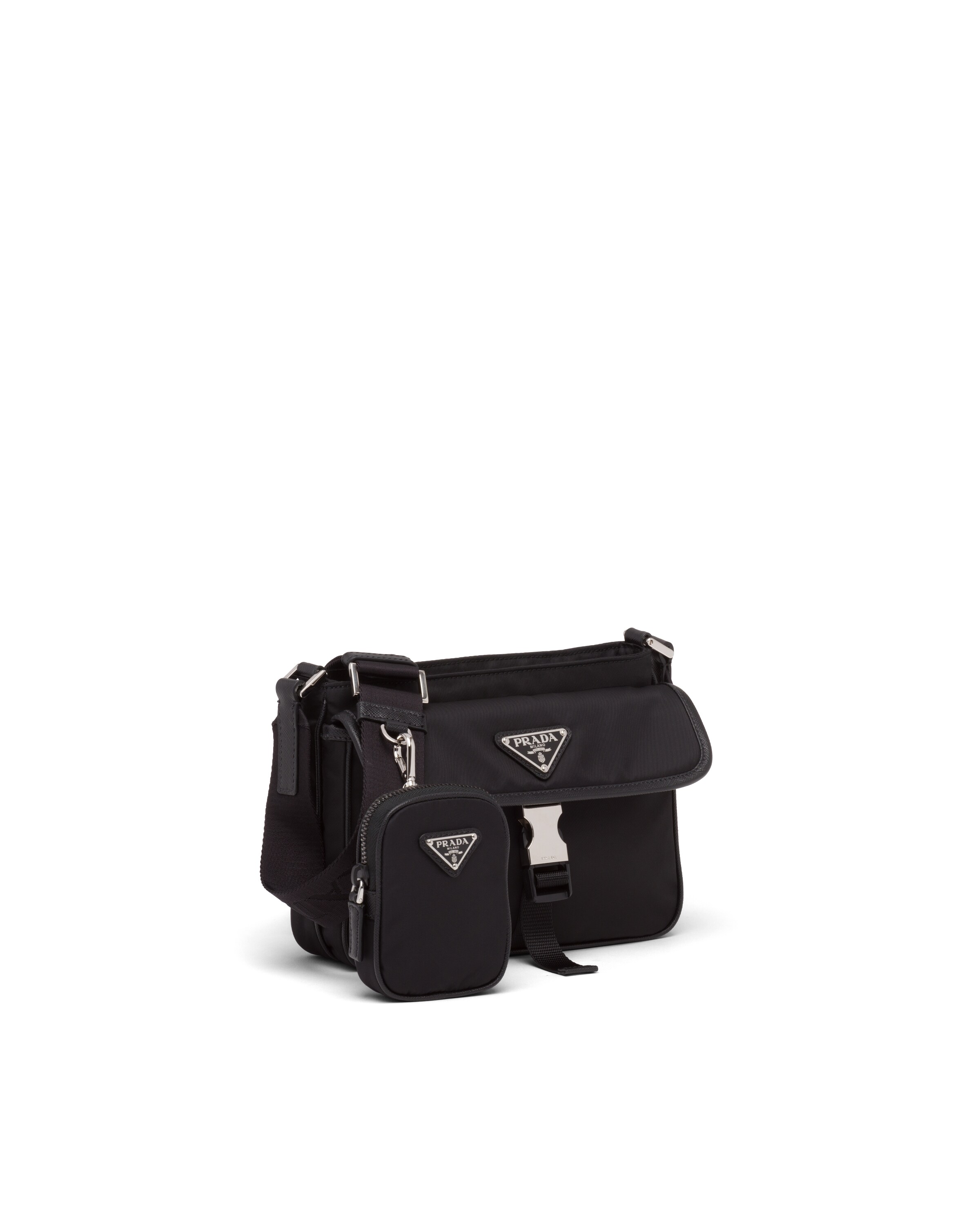Black ReNylon and Saffiano leather shoulder bag Prada