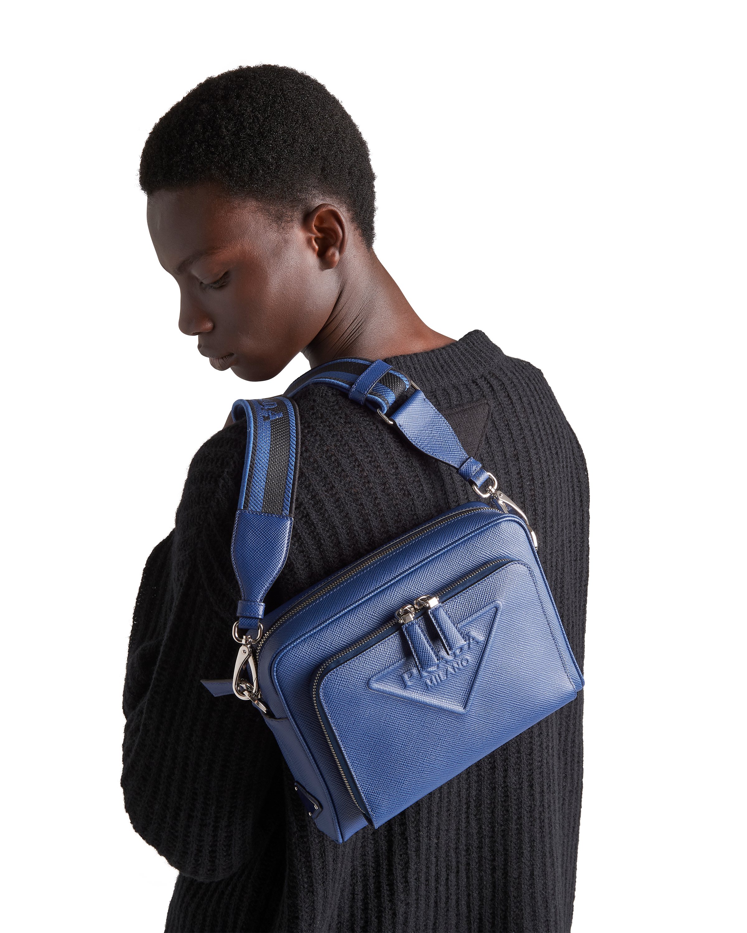 Prada Bluette Saffiano leather shoulder bag cho nam