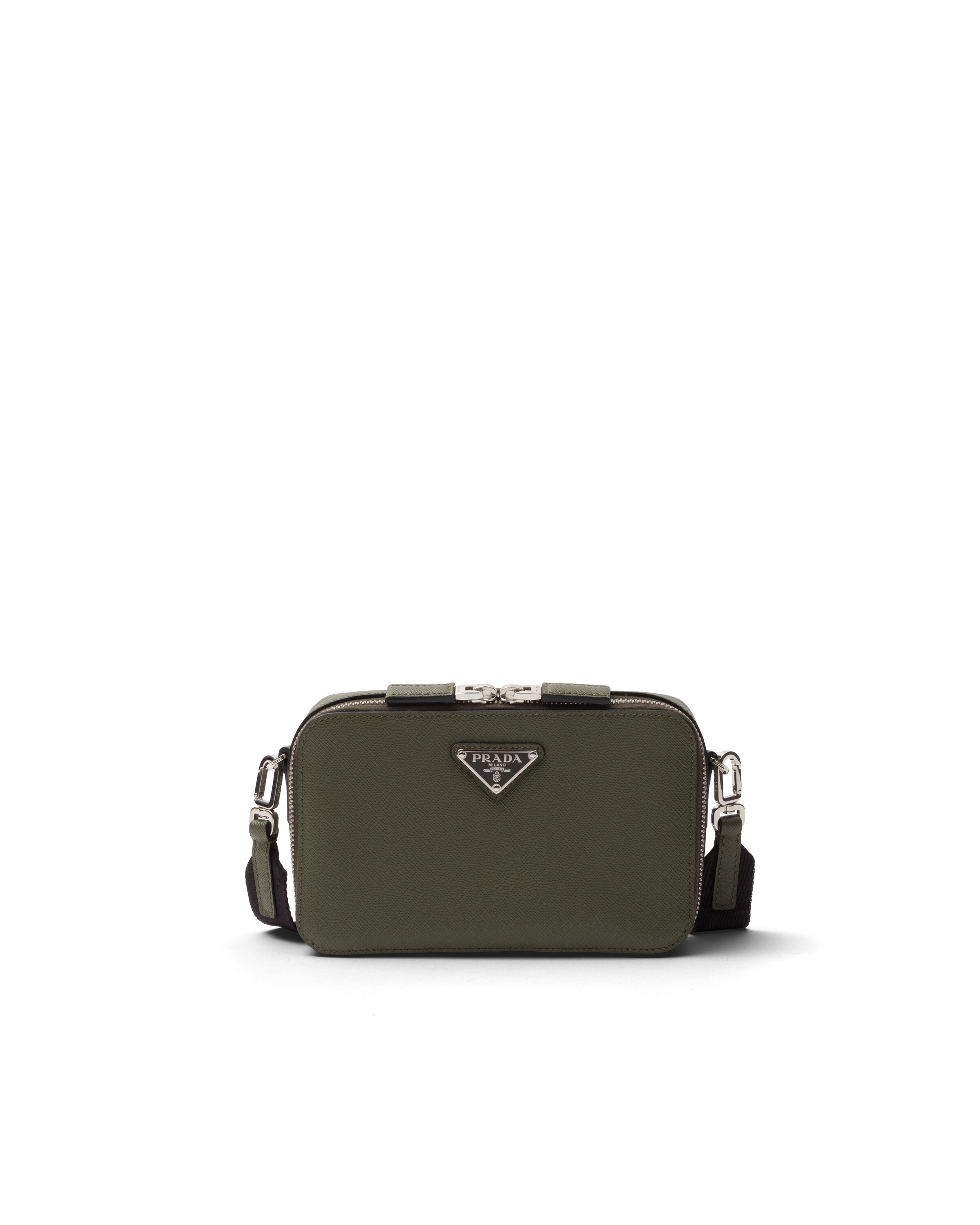Prada Mens Green Brique Leather Shoulder Bag In Brown | ModeSens