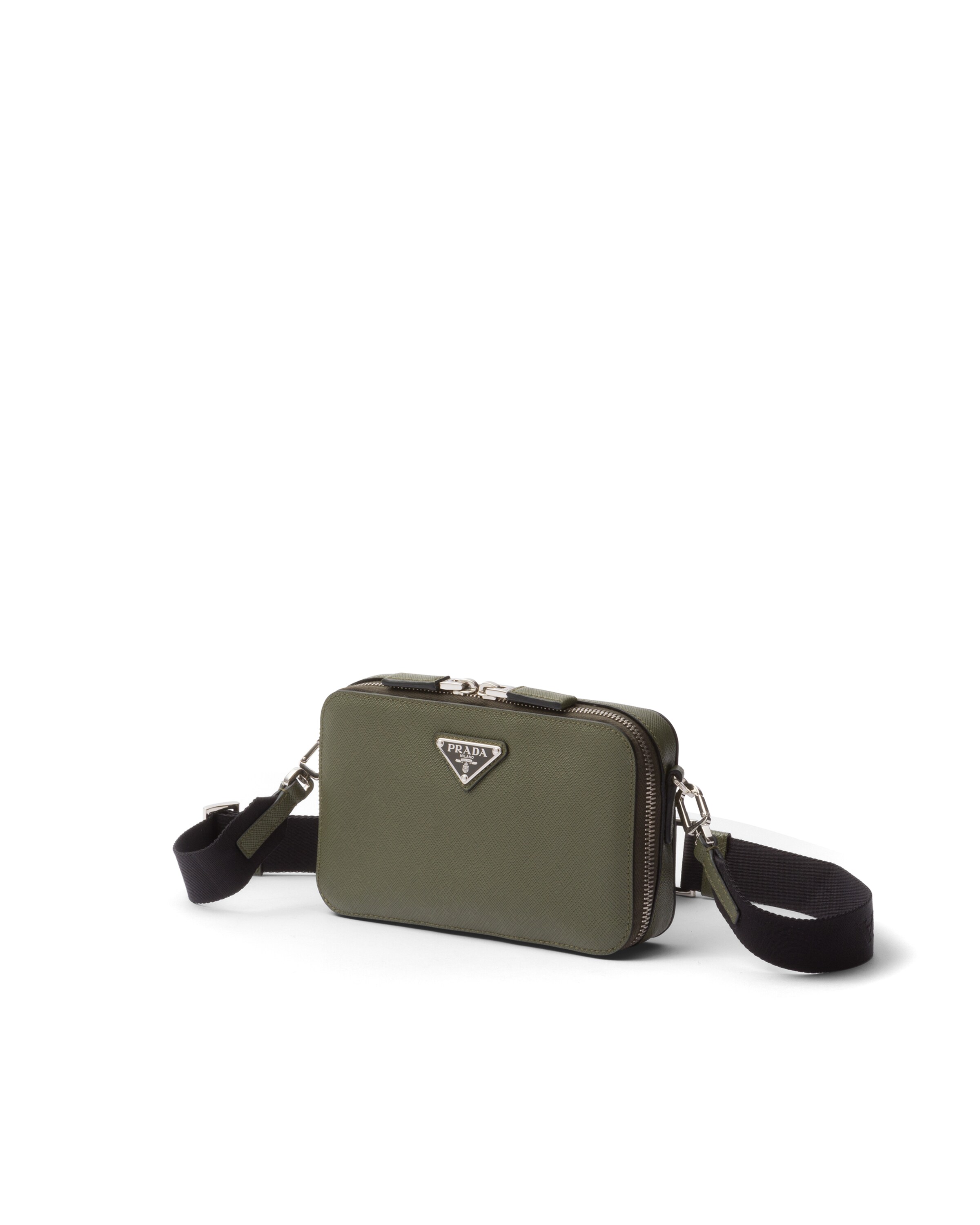 Prada Mens Green Brique Leather Shoulder Bag In Brown | ModeSens