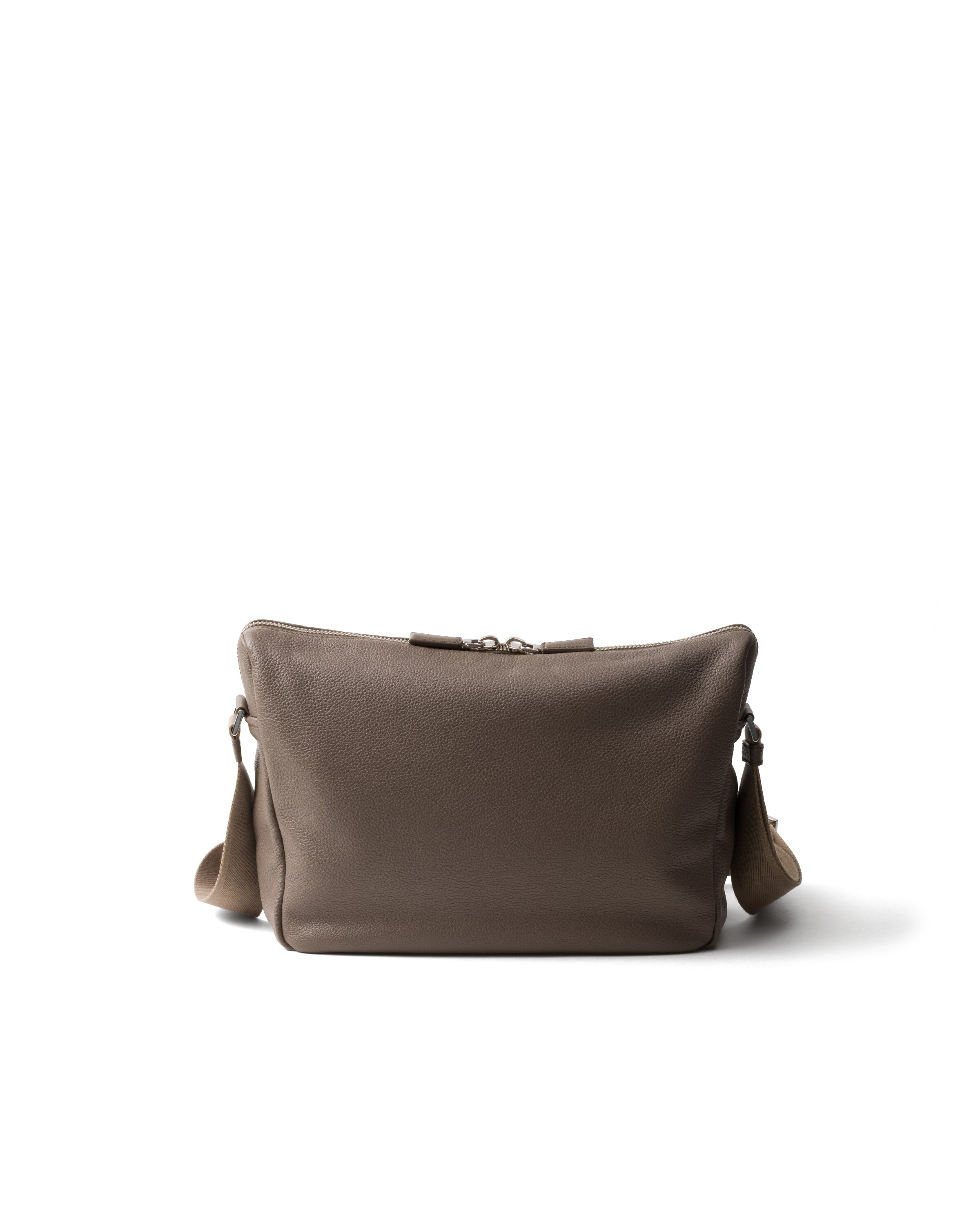 Prada Leather Shoulder Bag In Bambusgrau