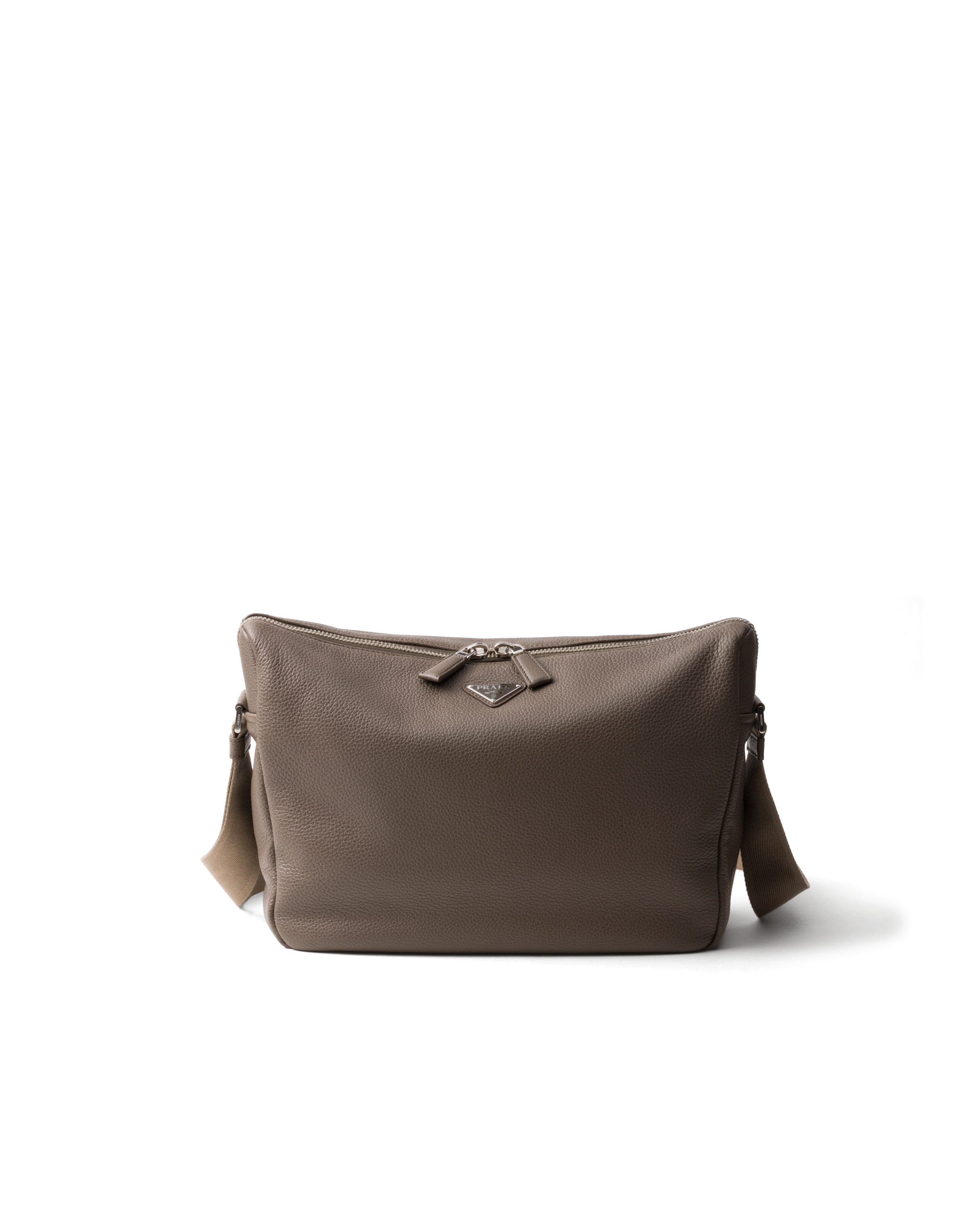 Prada Leather Shoulder Bag In Bambusgrau