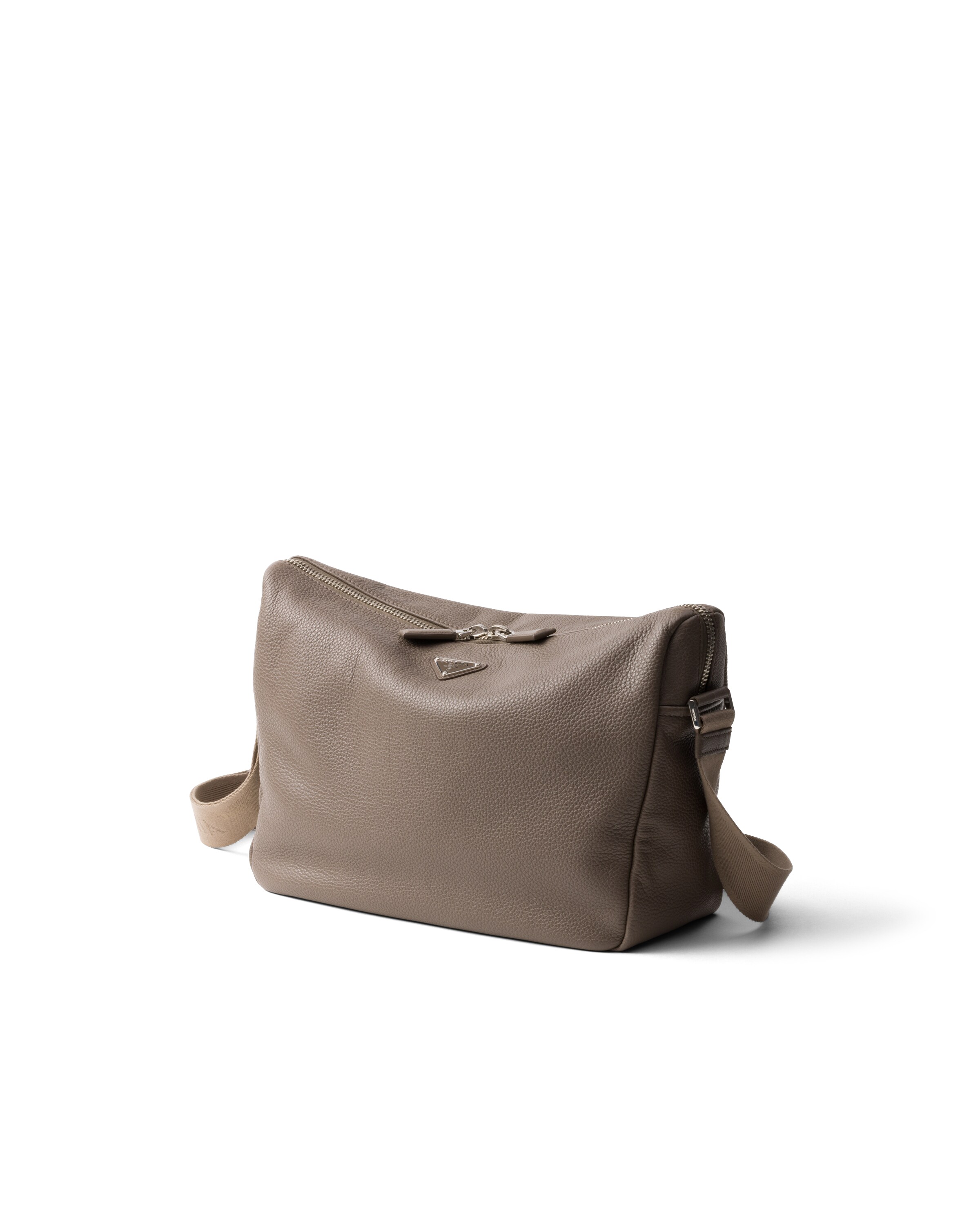 Prada Leather Shoulder Bag In Bambusgrau
