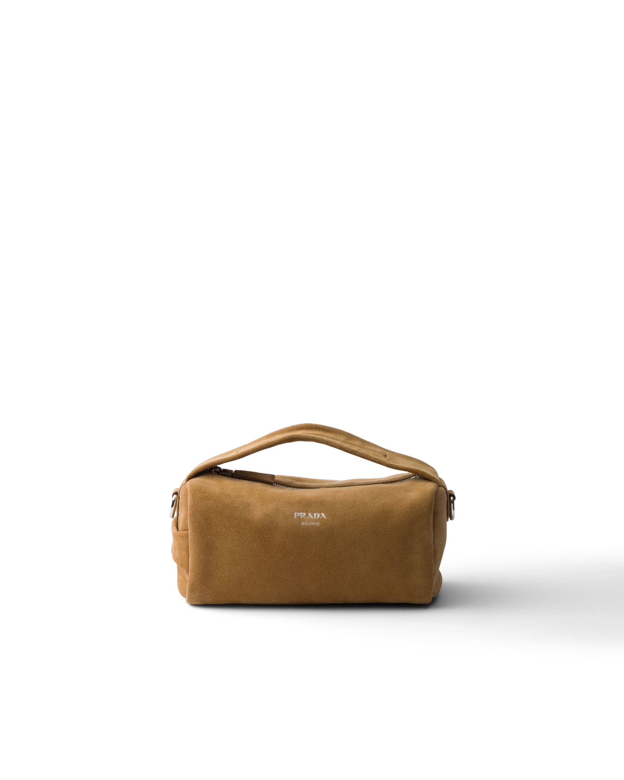 Prada Suede Leather Shoulder Bag In Brown