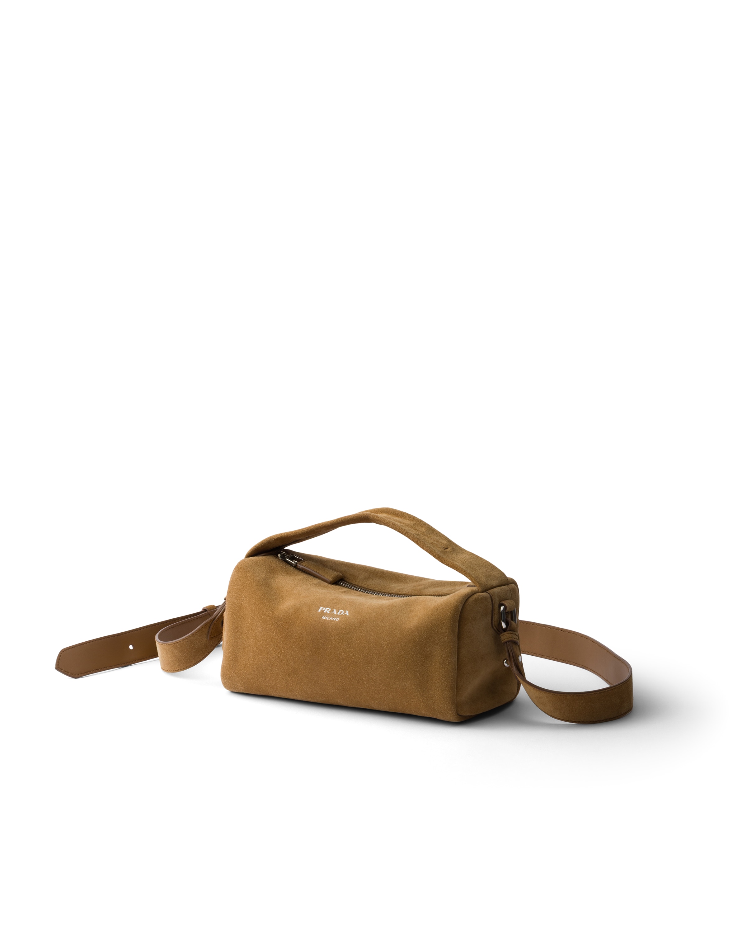Prada Suede Leather Shoulder Bag In Brown
