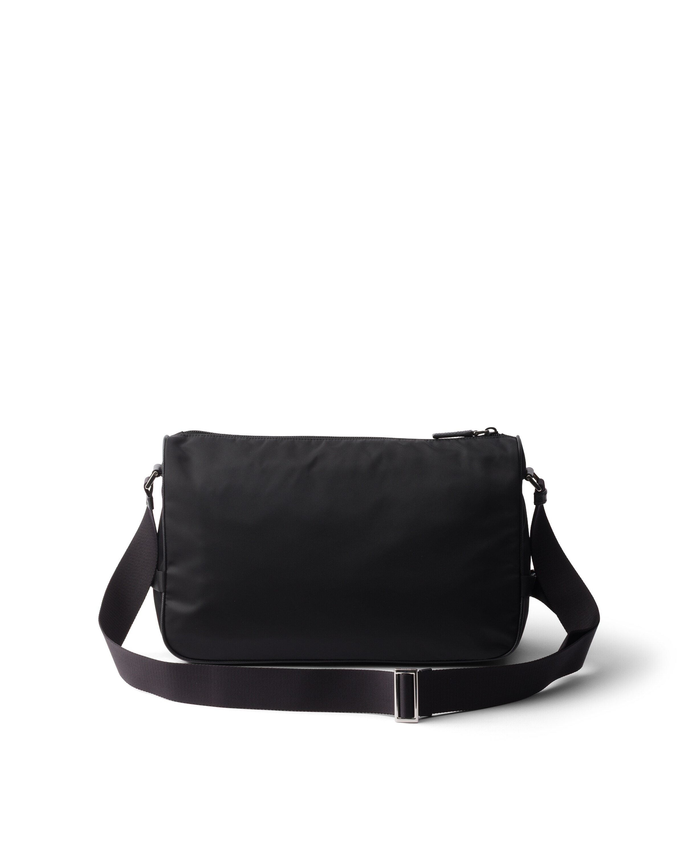 Prada Small Shoulder Bag With Adjustable Strap And Front Zip Pocket In Black