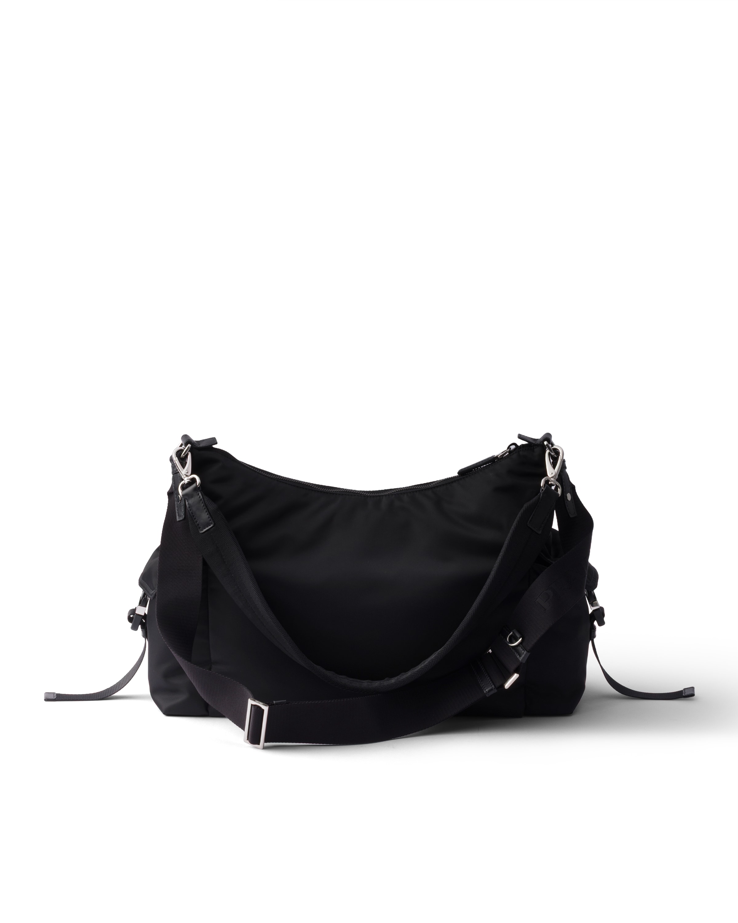 Prada Explore Triangle Logo Nylon Messenger Bag In Black