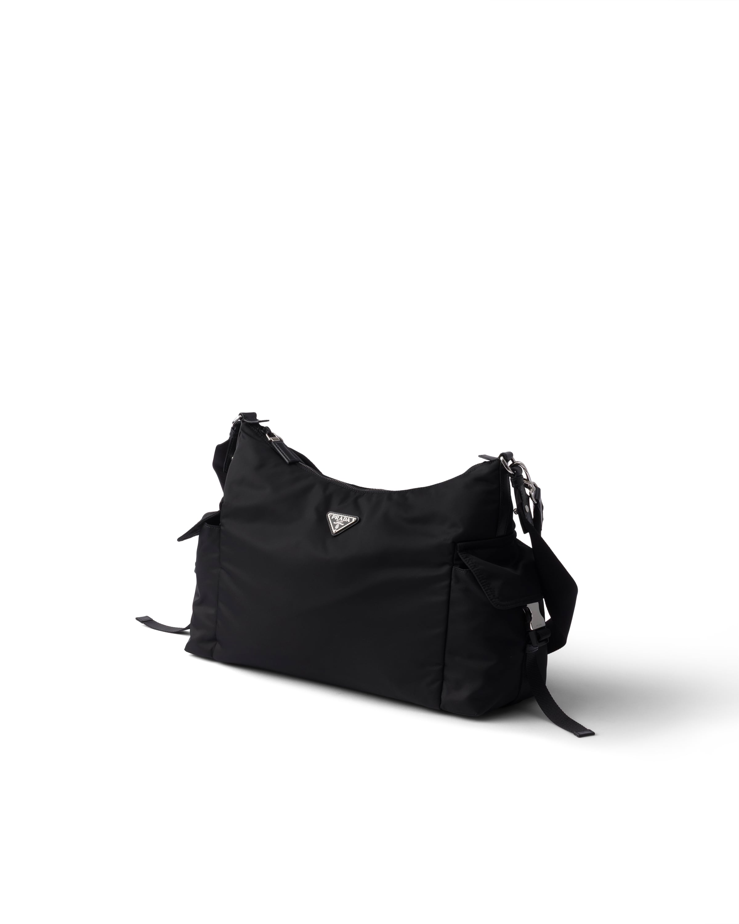 Prada Explore Triangle Logo Nylon Messenger Bag In Black