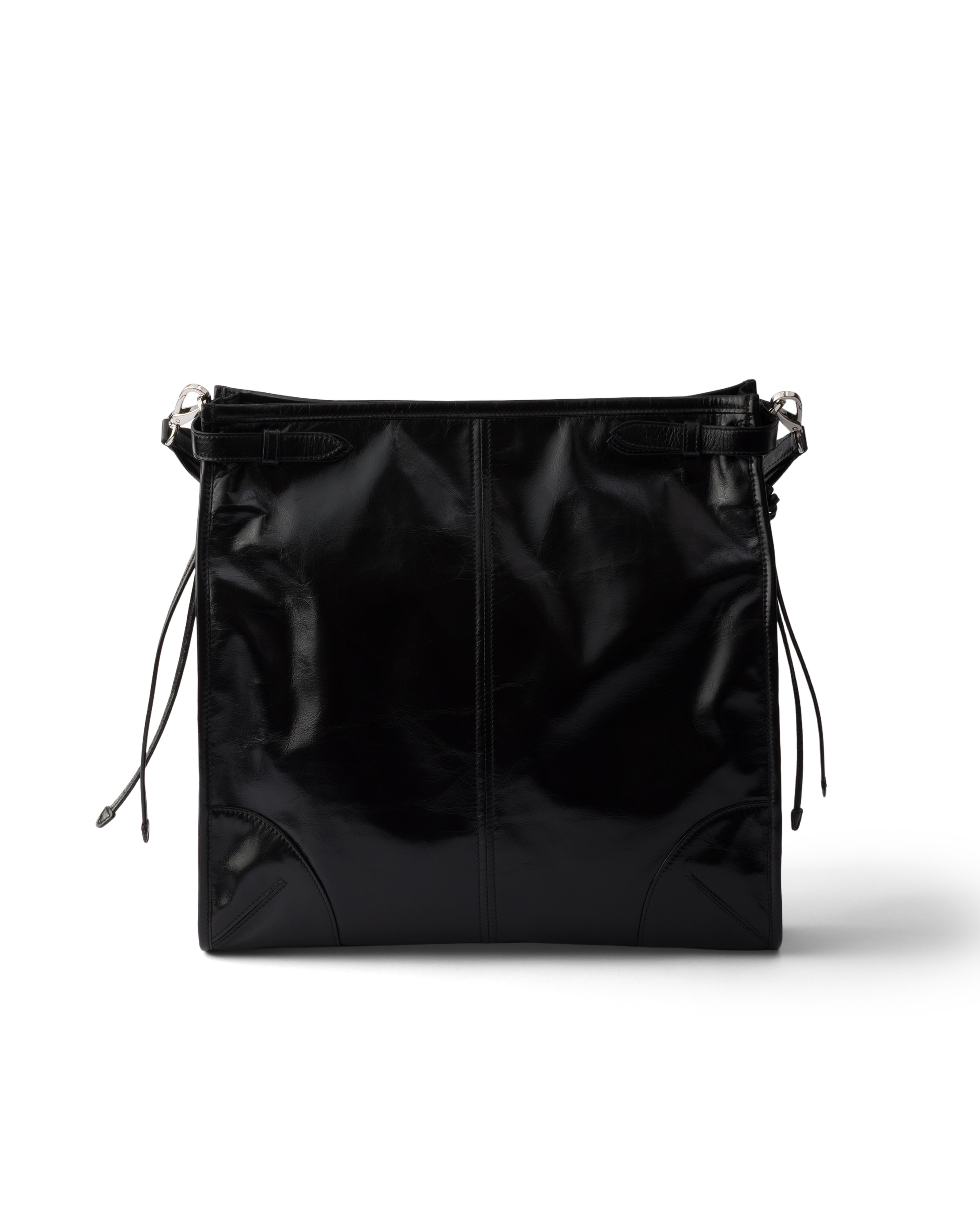 Prada Shoulder Bag Top Handle Smooth Finish In Black